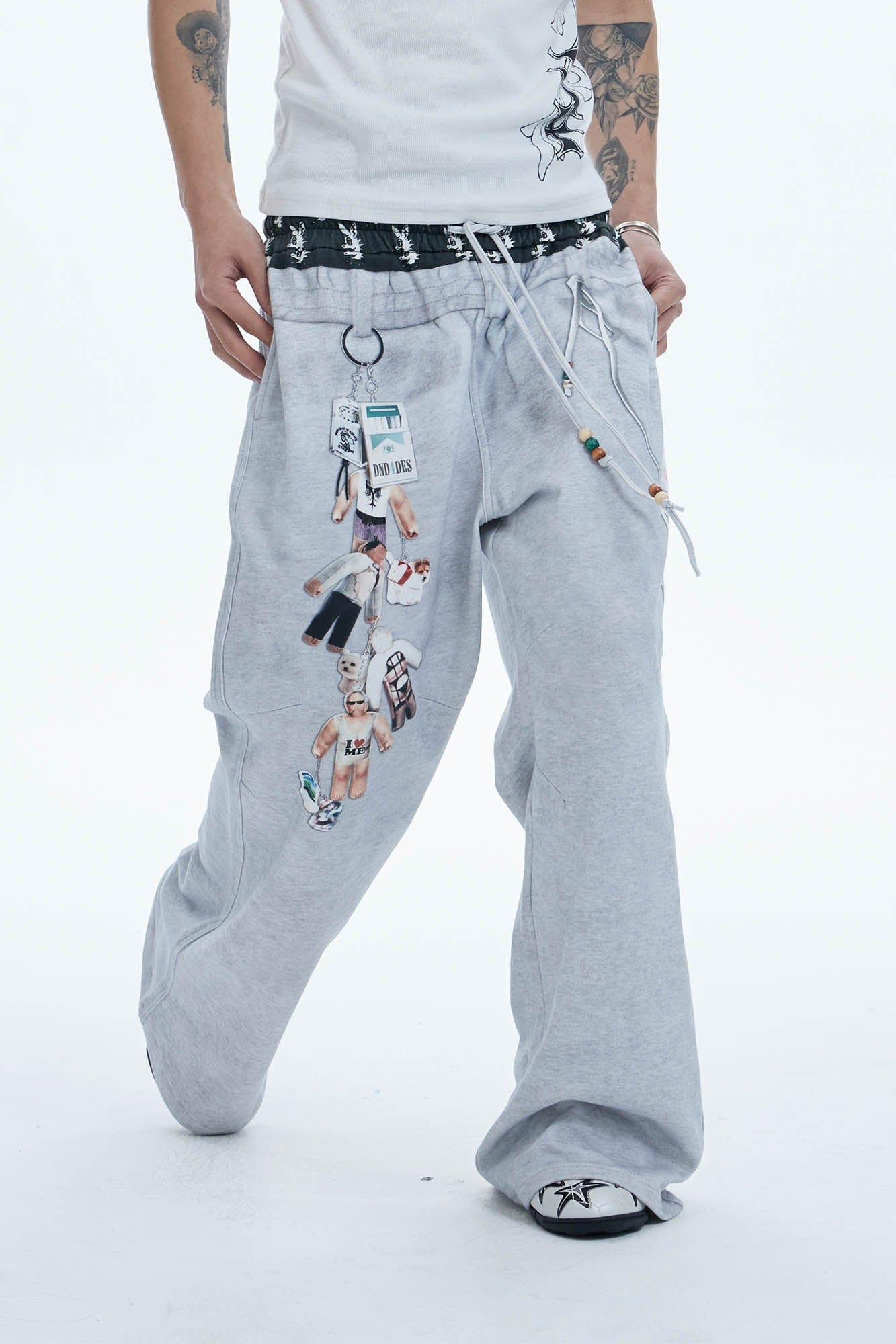 DND4DES Doll Charm Graphic Double-Waist Sweatpants, premium urban and streetwear designers apparel on PROJECTISR.com, DND4DES