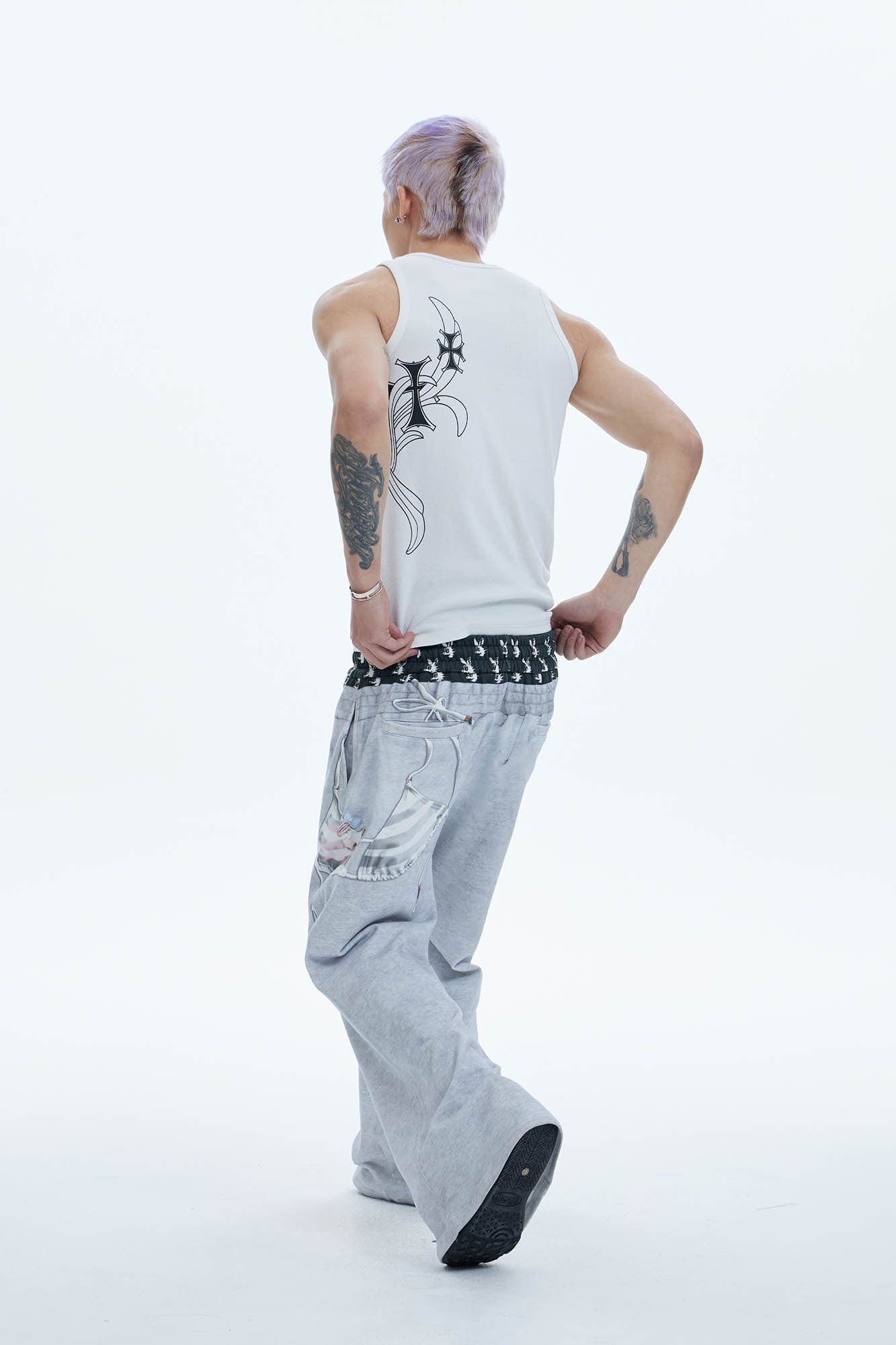 DND4DES Doll Charm Graphic Double-Waist Sweatpants, premium urban and streetwear designers apparel on PROJECTISR.com, DND4DES