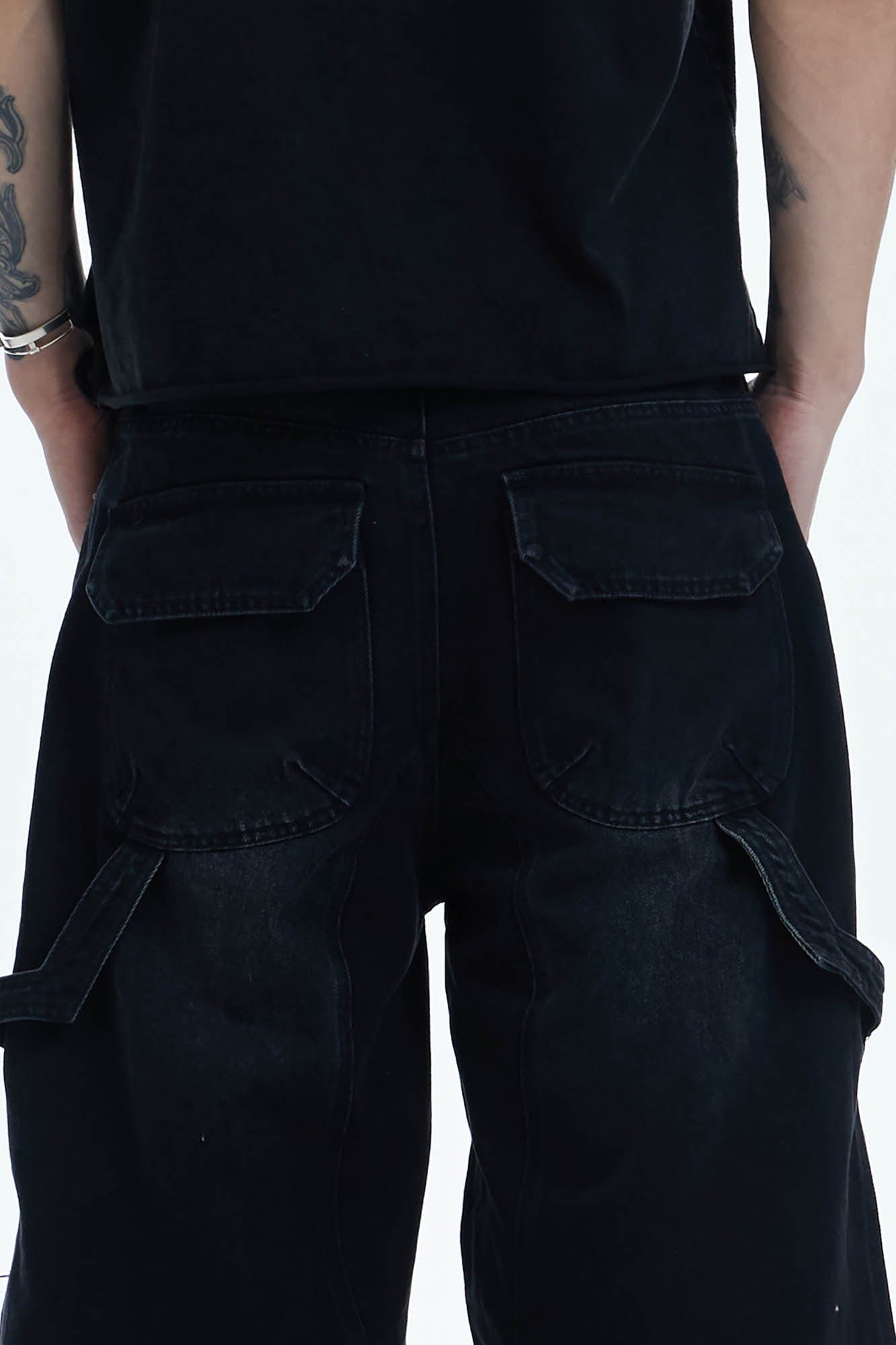 DND4DES Shredded Rivet-Paneled Baggy Jeans, premium urban and streetwear designers apparel on PROJECTISR.com, DND4DES