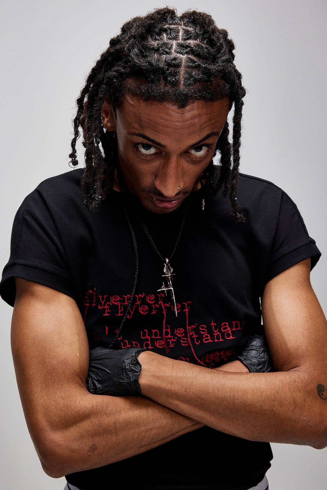 FLYERRER Distorted Lettering Graphic T-Shirt, premium urban and streetwear designers apparel on PROJECTISR.com, FLYERRER