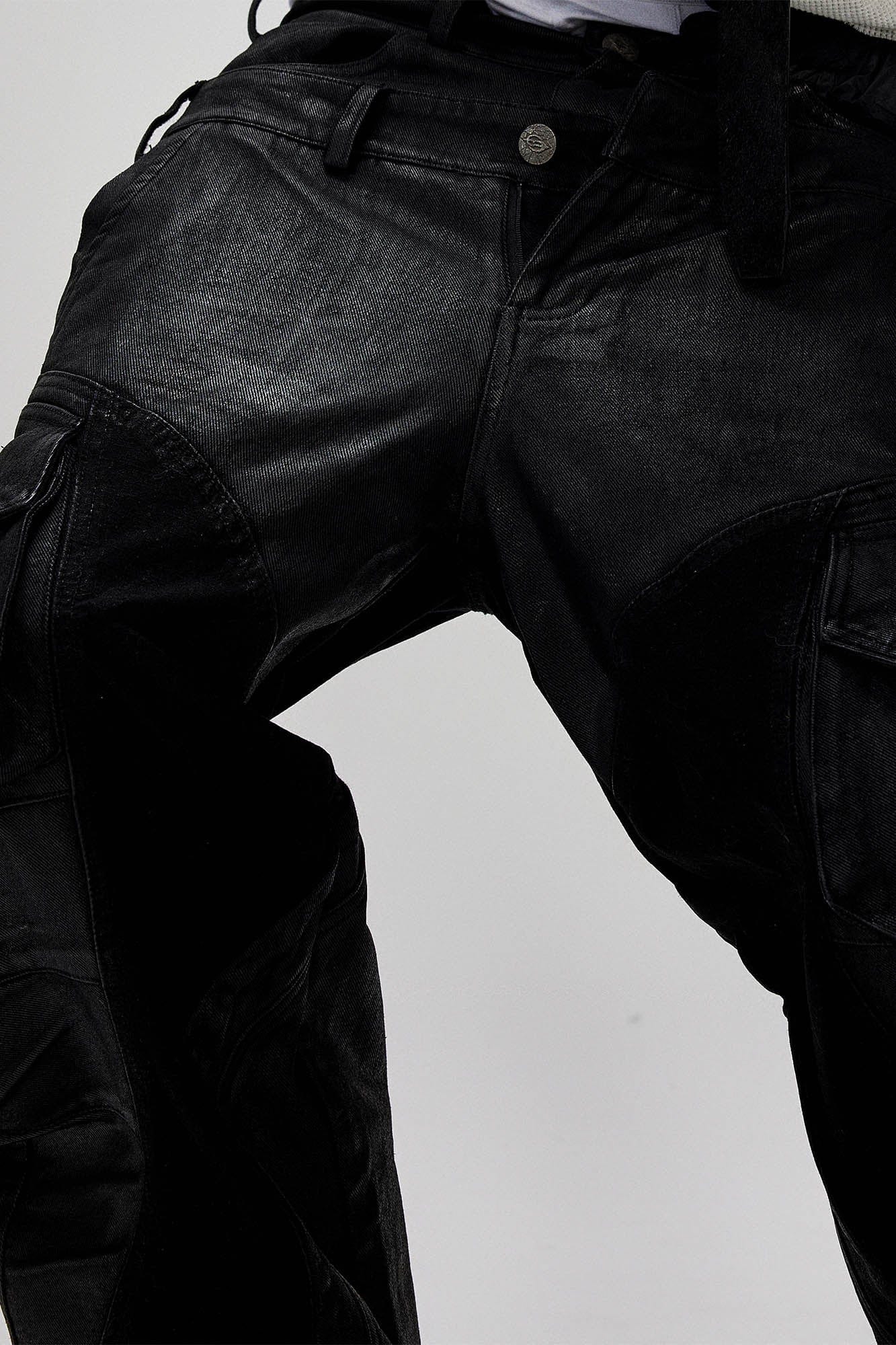 FLYERRER Dual-Waist Waxed Arc-Spliced Cargo Pants, premium urban and streetwear designers apparel on PROJECTISR.com, FLYERRER