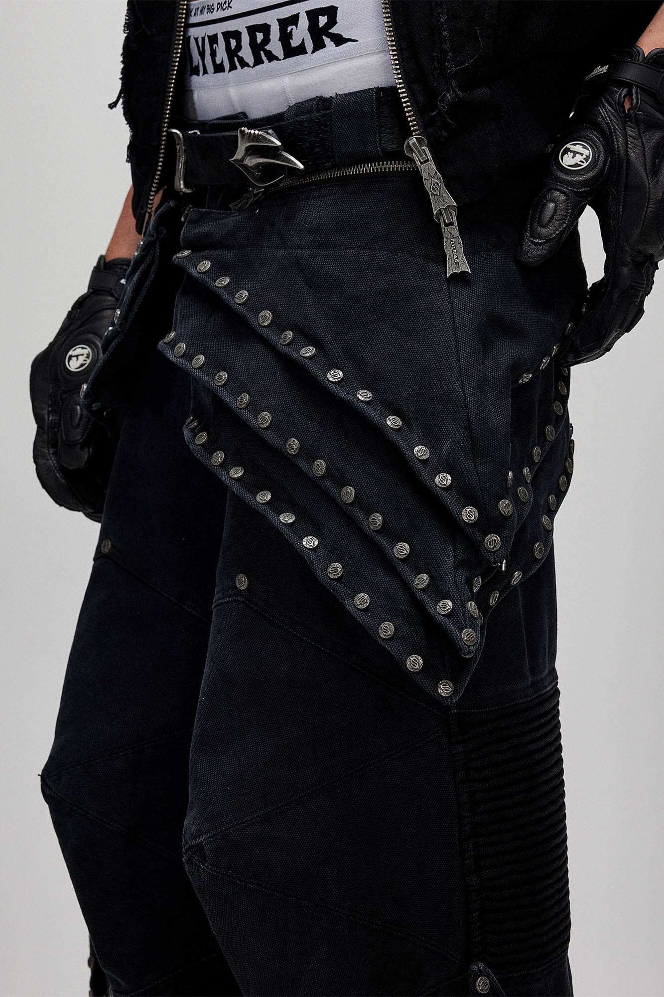 FLYERRER Detachable Studded Armor-Layered Cargo Pants, premium urban and streetwear designers apparel on PROJECTISR.com, FLYERRER