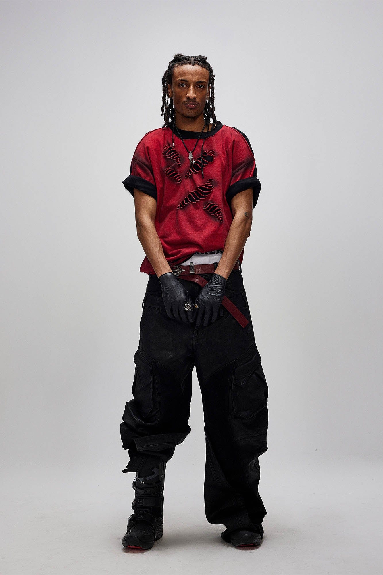 FLYERRER Dual-Waist Waxed Arc-Spliced Cargo Pants, premium urban and streetwear designers apparel on PROJECTISR.com, FLYERRER