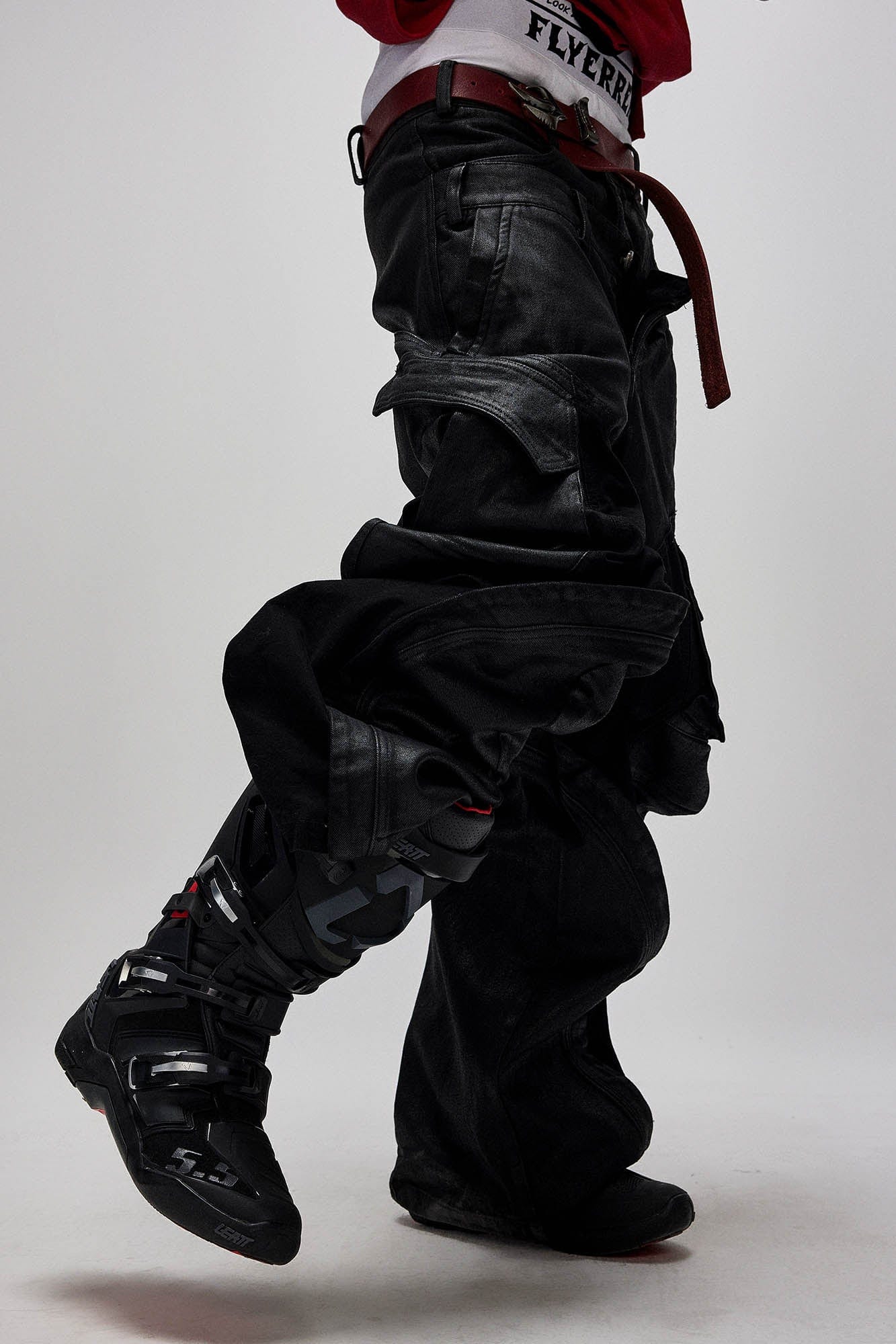 FLYERRER Dual-Waist Waxed Arc-Spliced Cargo Pants, premium urban and streetwear designers apparel on PROJECTISR.com, FLYERRER