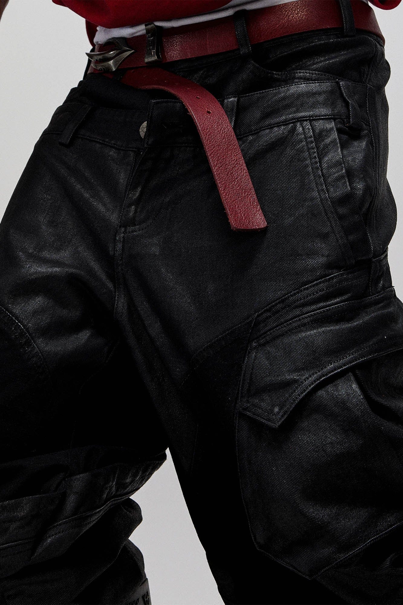 FLYERRER Dual-Waist Waxed Arc-Spliced Cargo Pants, premium urban and streetwear designers apparel on PROJECTISR.com, FLYERRER