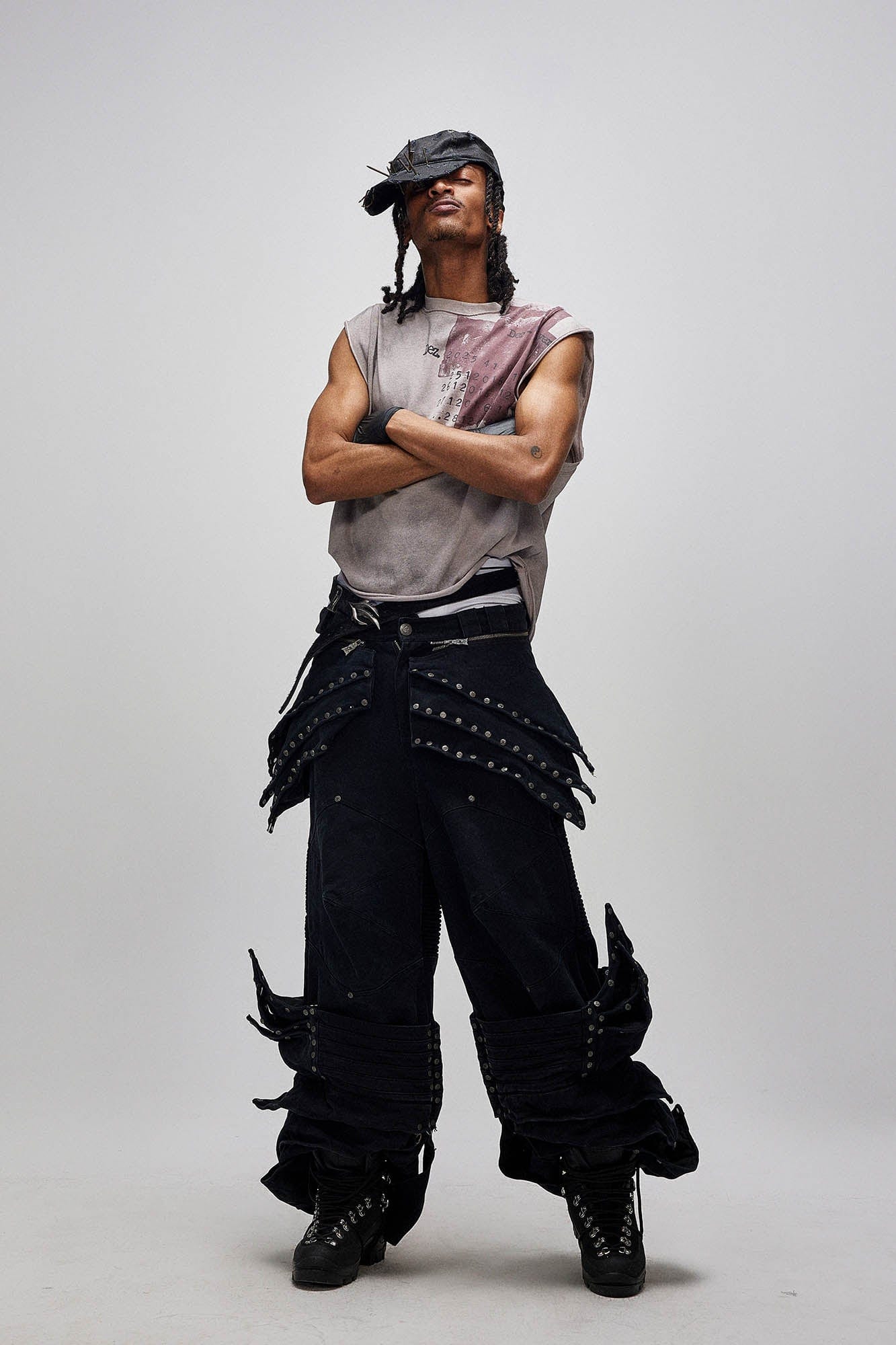 FLYERRER Detachable Studded Armor-Layered Cargo Pants, premium urban and streetwear designers apparel on PROJECTISR.com, FLYERRER