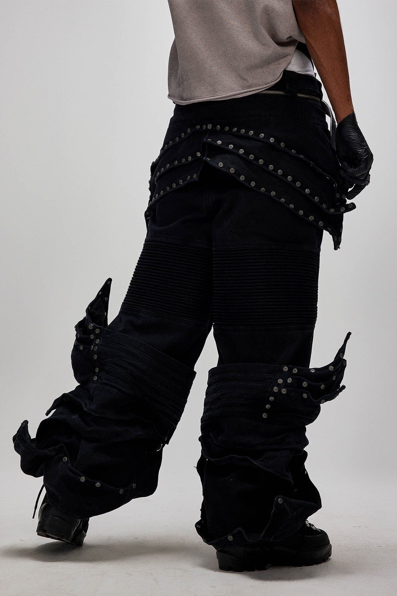 FLYERRER Detachable Studded Armor-Layered Cargo Pants, premium urban and streetwear designers apparel on PROJECTISR.com, FLYERRER