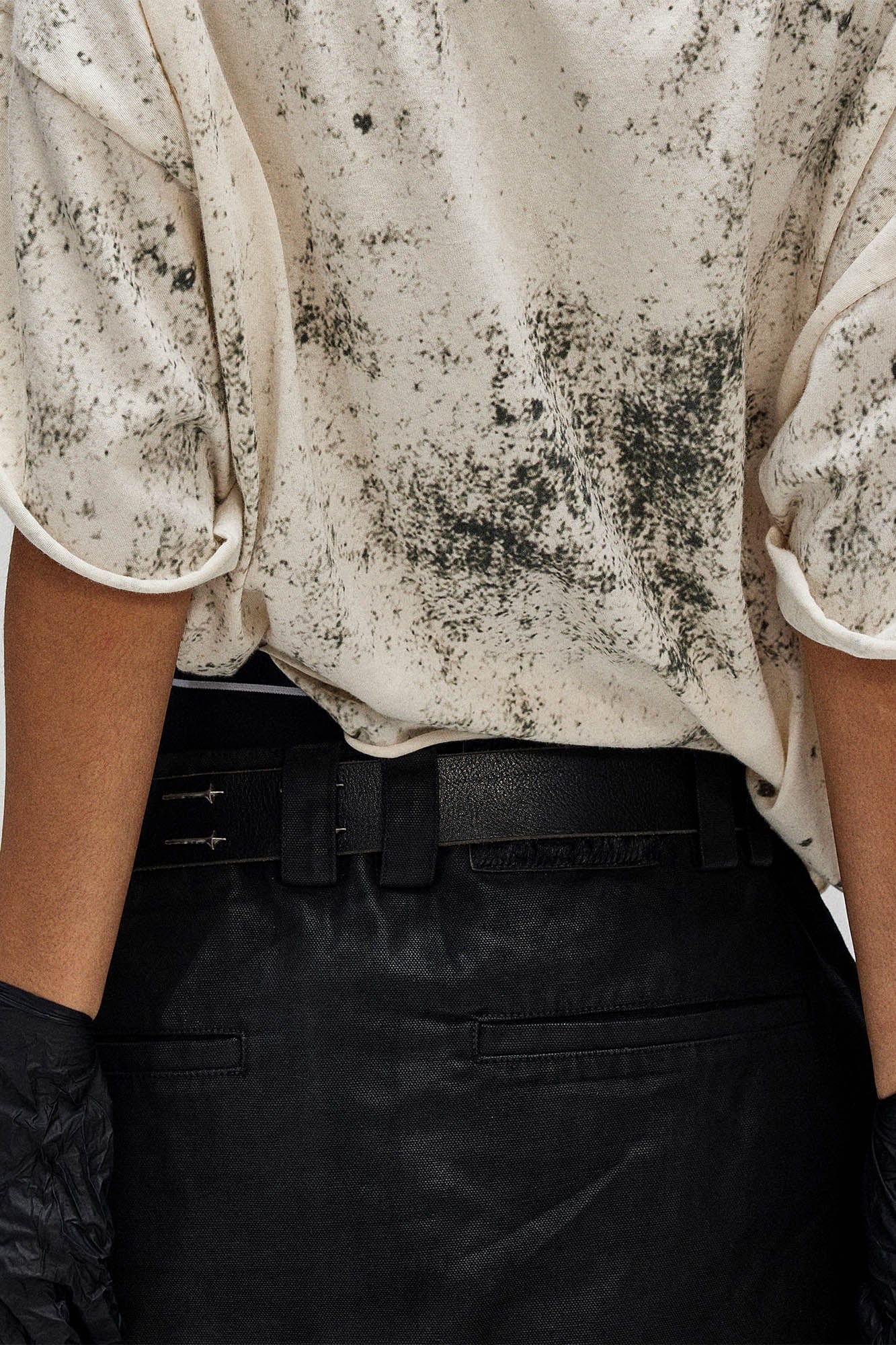 FLYERRER Grunge Brush-Stained Raw Hem T-Shirt, premium urban and streetwear designers apparel on PROJECTISR.com, FLYERRER
