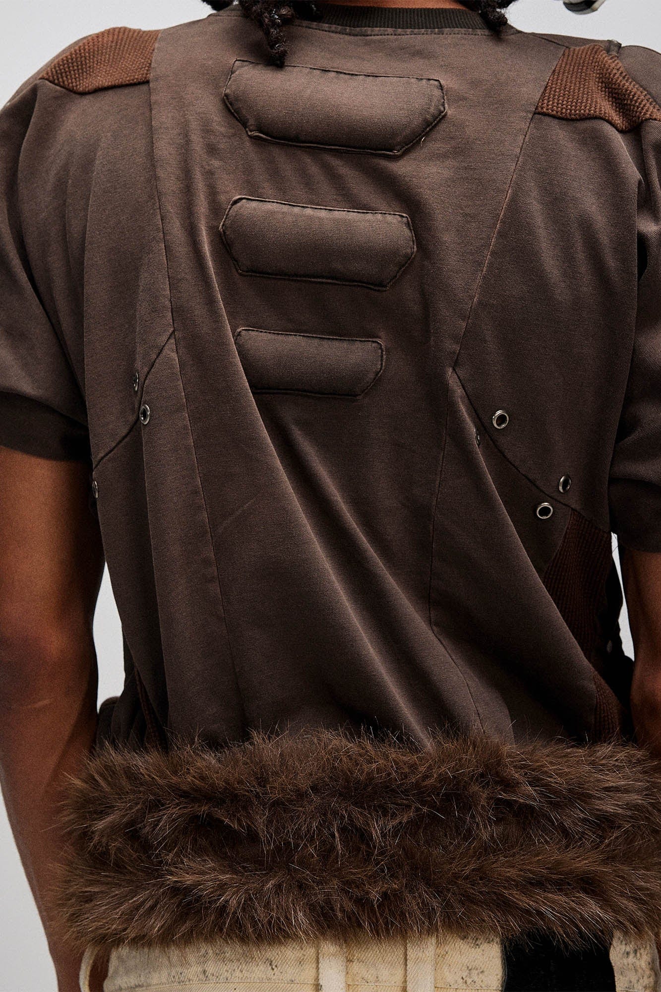 FLYERRER X-Silhouette Spliced Padded Shoulder T-Shirt, premium urban and streetwear designers apparel on PROJECTISR.com, FLYERRER