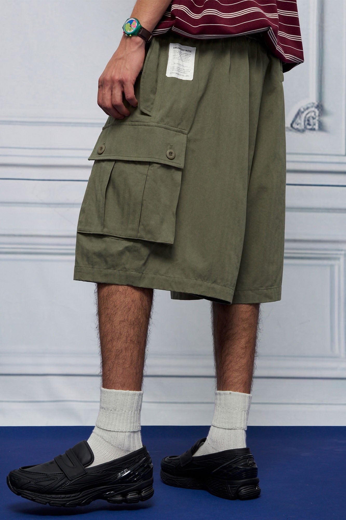 UNLIMITED MOTE Multi-Pocket Drawstring Cargo Shorts, premium urban and streetwear designers apparel on PROJECTISR.com, UNLIMITED MOTE