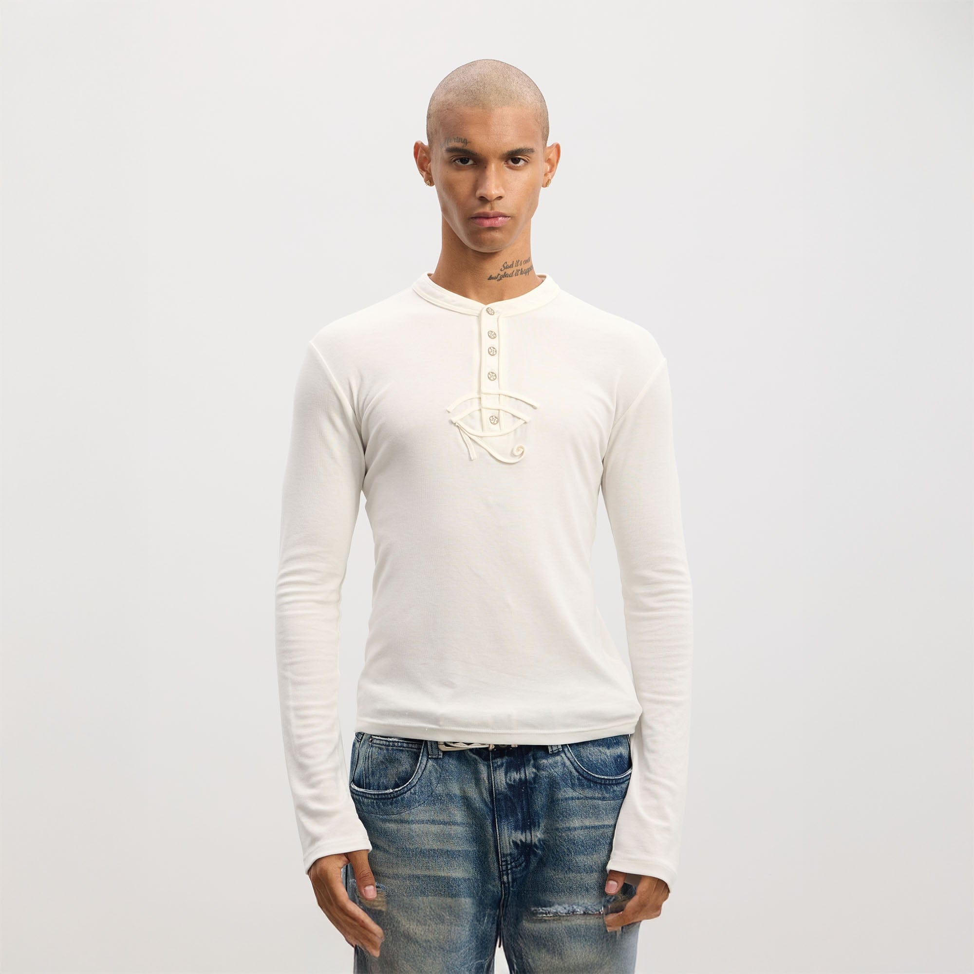DND4DES Eye of Horus Henley Long-Sleeve Tee, premium urban and streetwear designers apparel on PROJECTISR.com, DND4DES