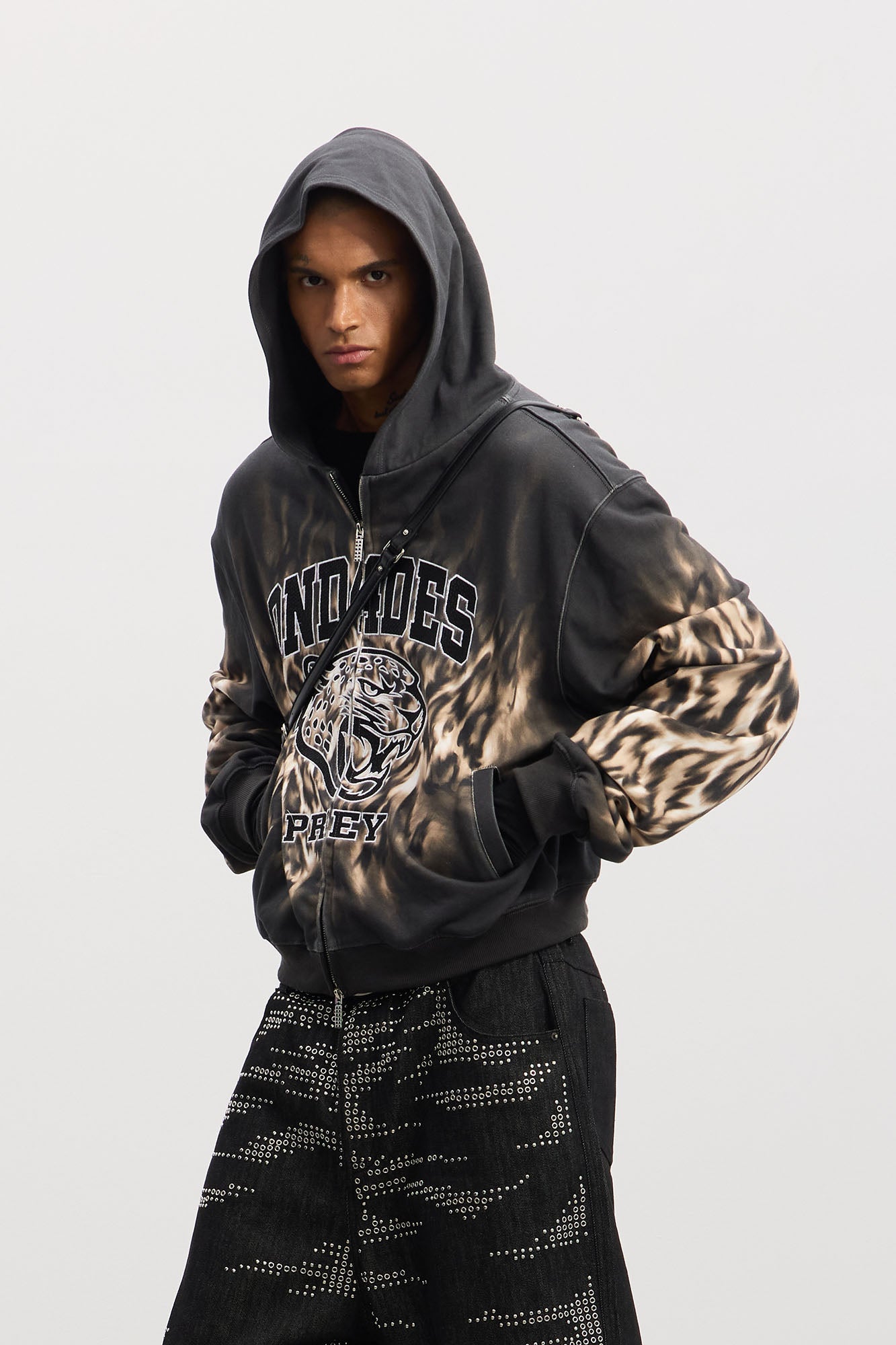 DND4DES Tiger Embroidered Zip-Up Hoodie, premium urban and streetwear designers apparel on PROJECTISR.com, DND4DES