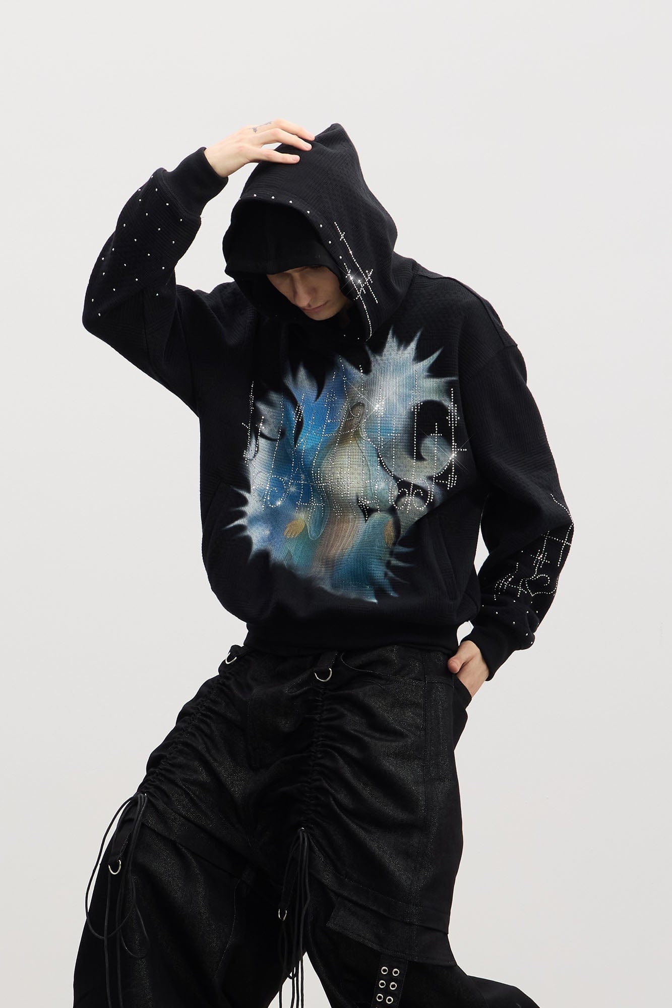 DND4DES Virgin Mary Graphic Rhinestone Hoodie, premium urban and streetwear designers apparel on PROJECTISR.com, DND4DES