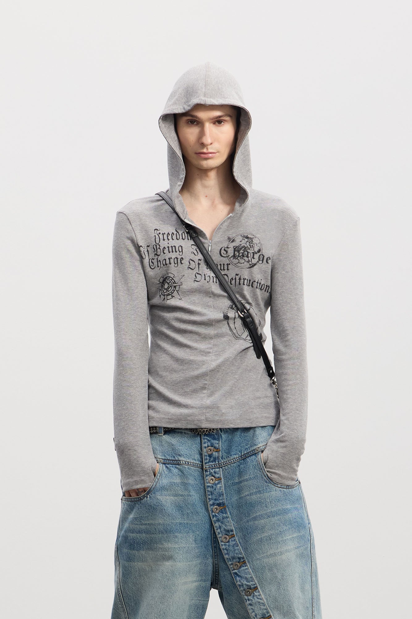DND4DES Gothic Graphic Slim Zip-Up Hoodie
