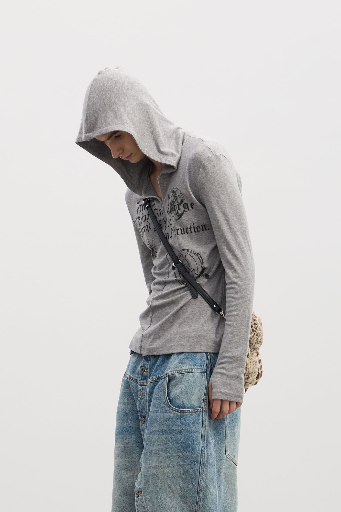 DND4DES Gothic Graphic Slim Zip-Up Hoodie, premium urban and streetwear designers apparel on PROJECTISR.com, DND4DES