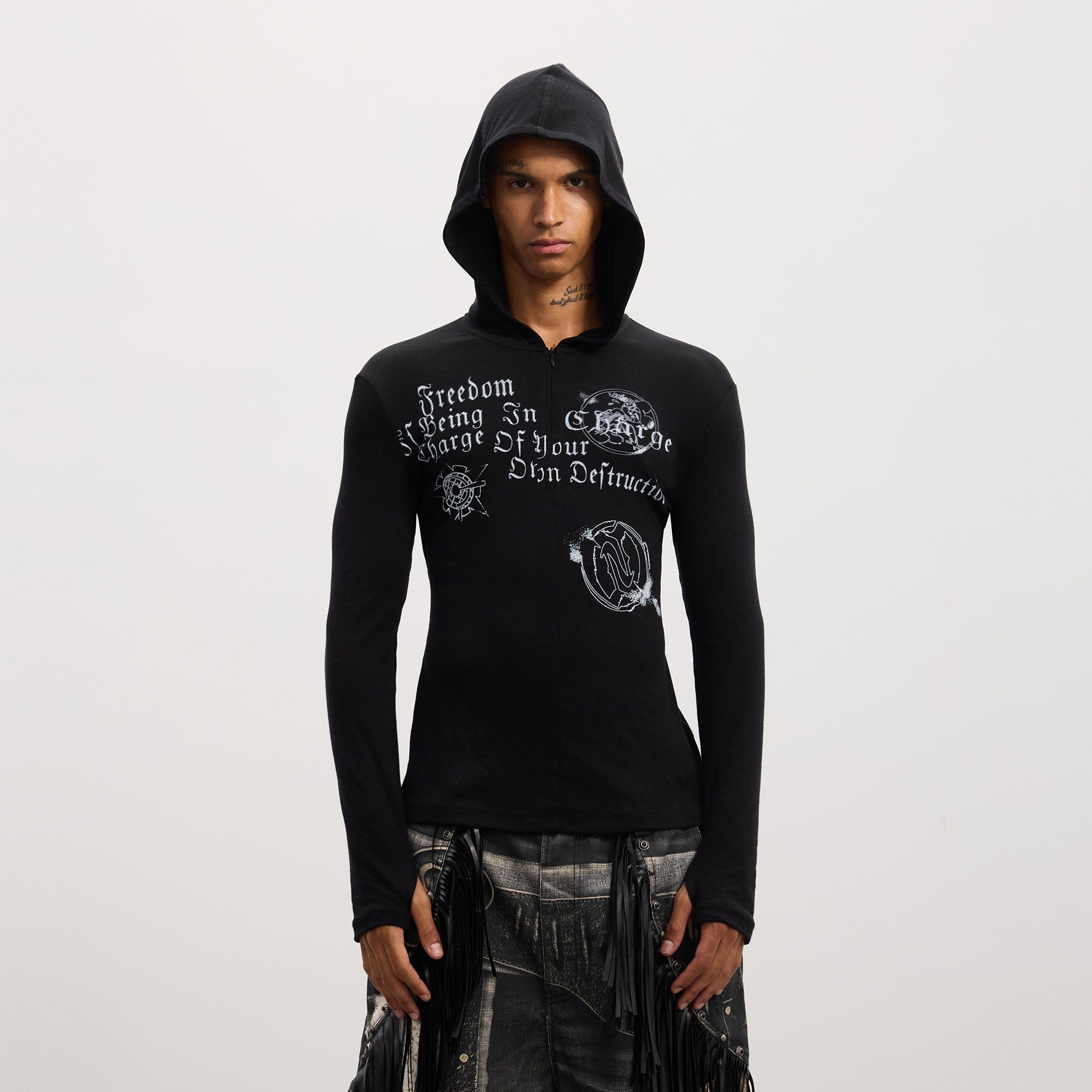 DND4DES Gothic Graphic Slim Zip-Up Hoodie, premium urban and streetwear designers apparel on PROJECTISR.com, DND4DES