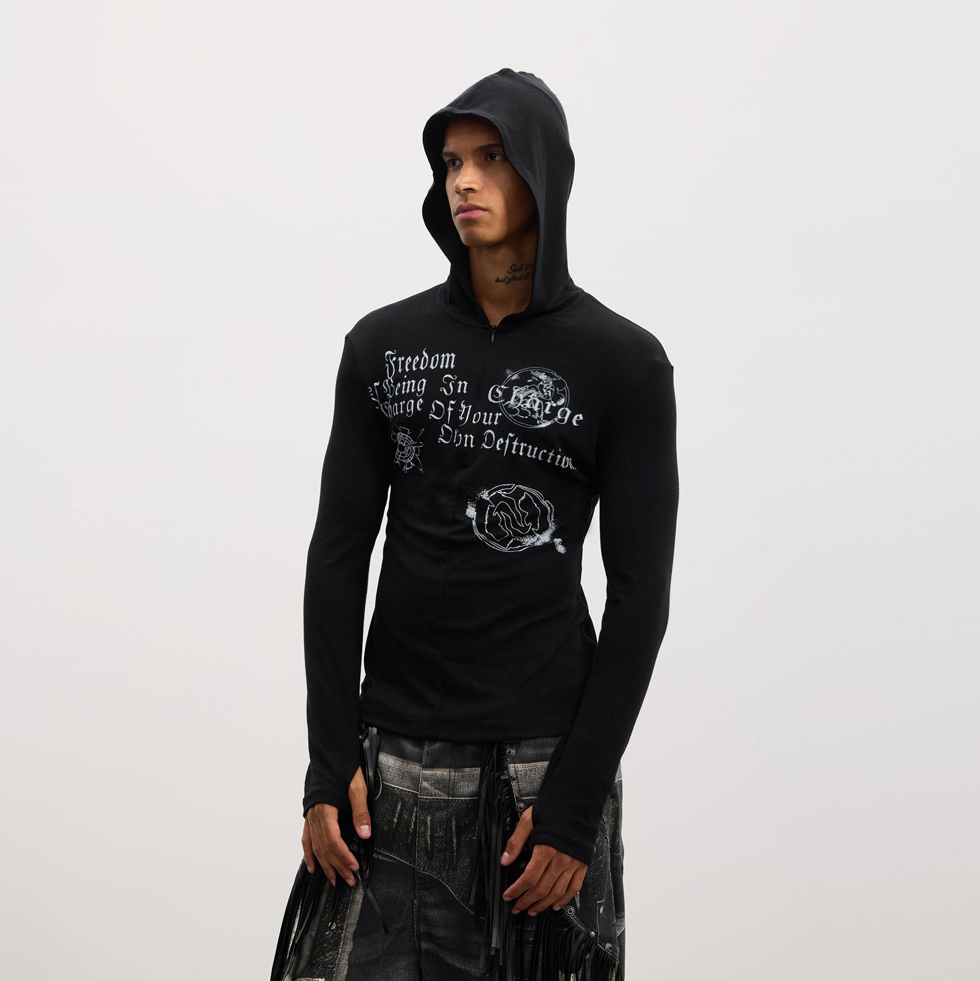 DND4DES Gothic Graphic Slim Zip-Up Hoodie
