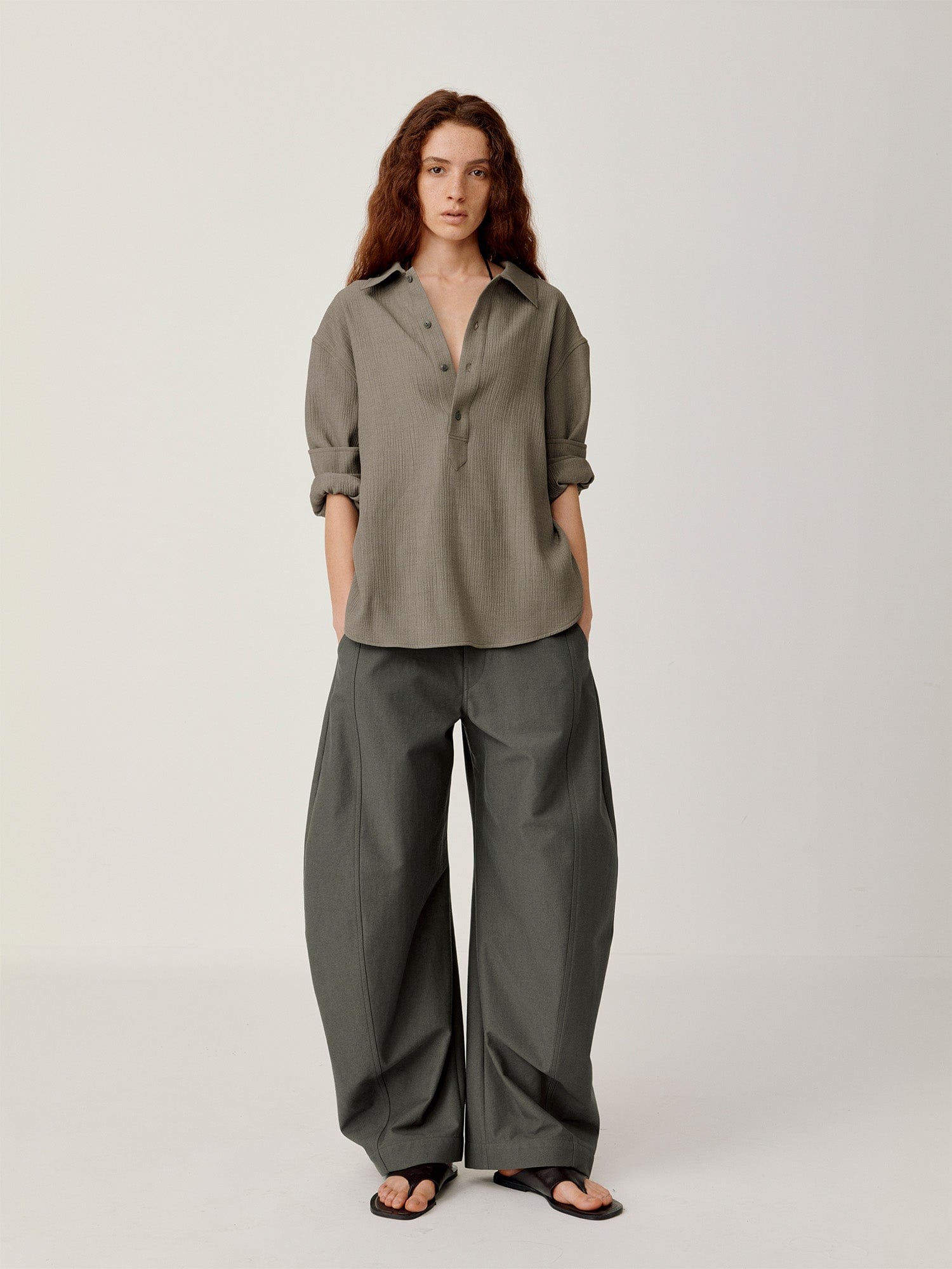 OPICLOTH Retro Curved-Cut Tailored Pants, premium urban and streetwear designers apparel on PROJECTISR.com, OPICLOTH