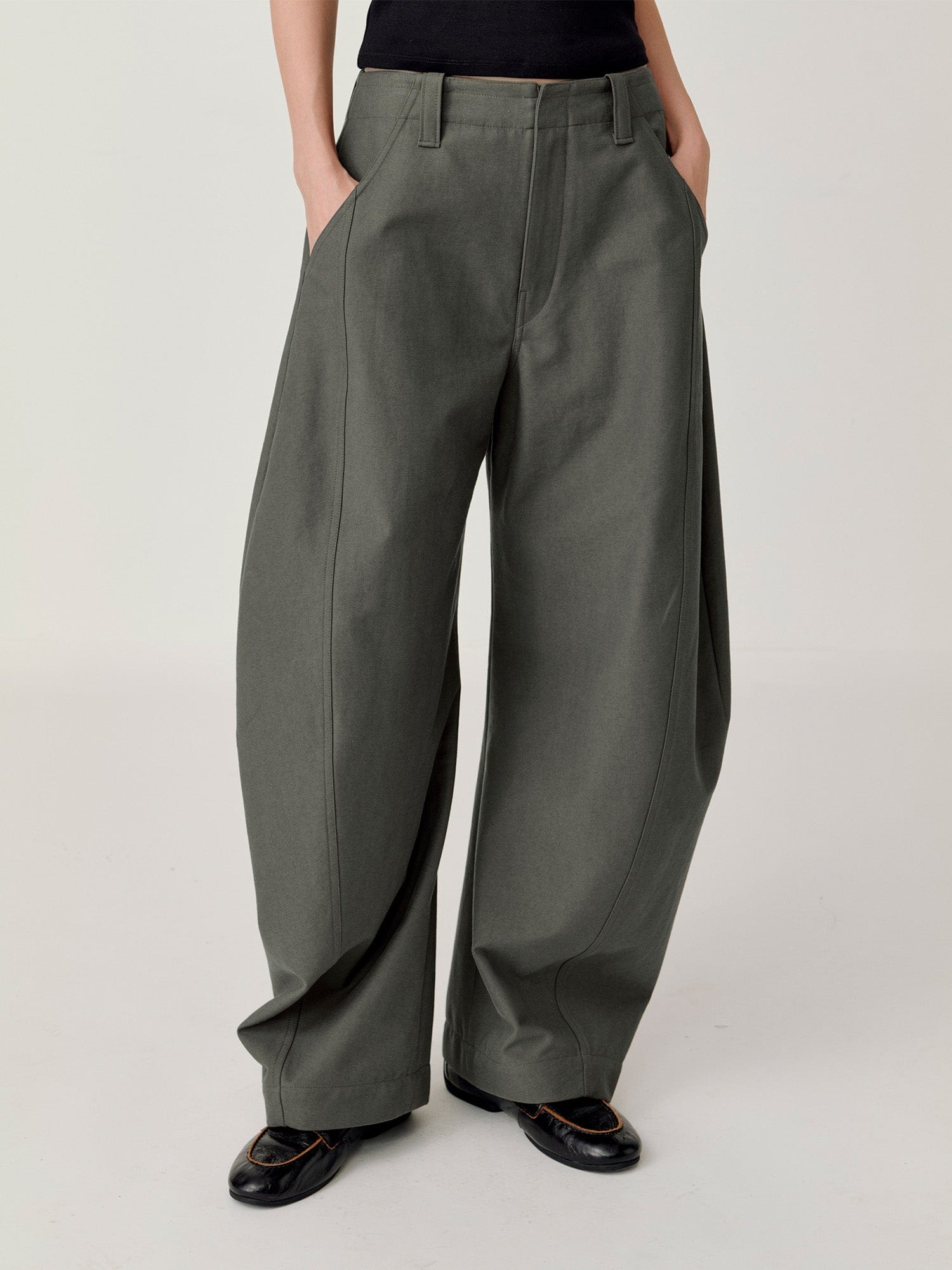 OPICLOTH Retro Curved-Cut Tailored Pants, premium urban and streetwear designers apparel on PROJECTISR.com, OPICLOTH