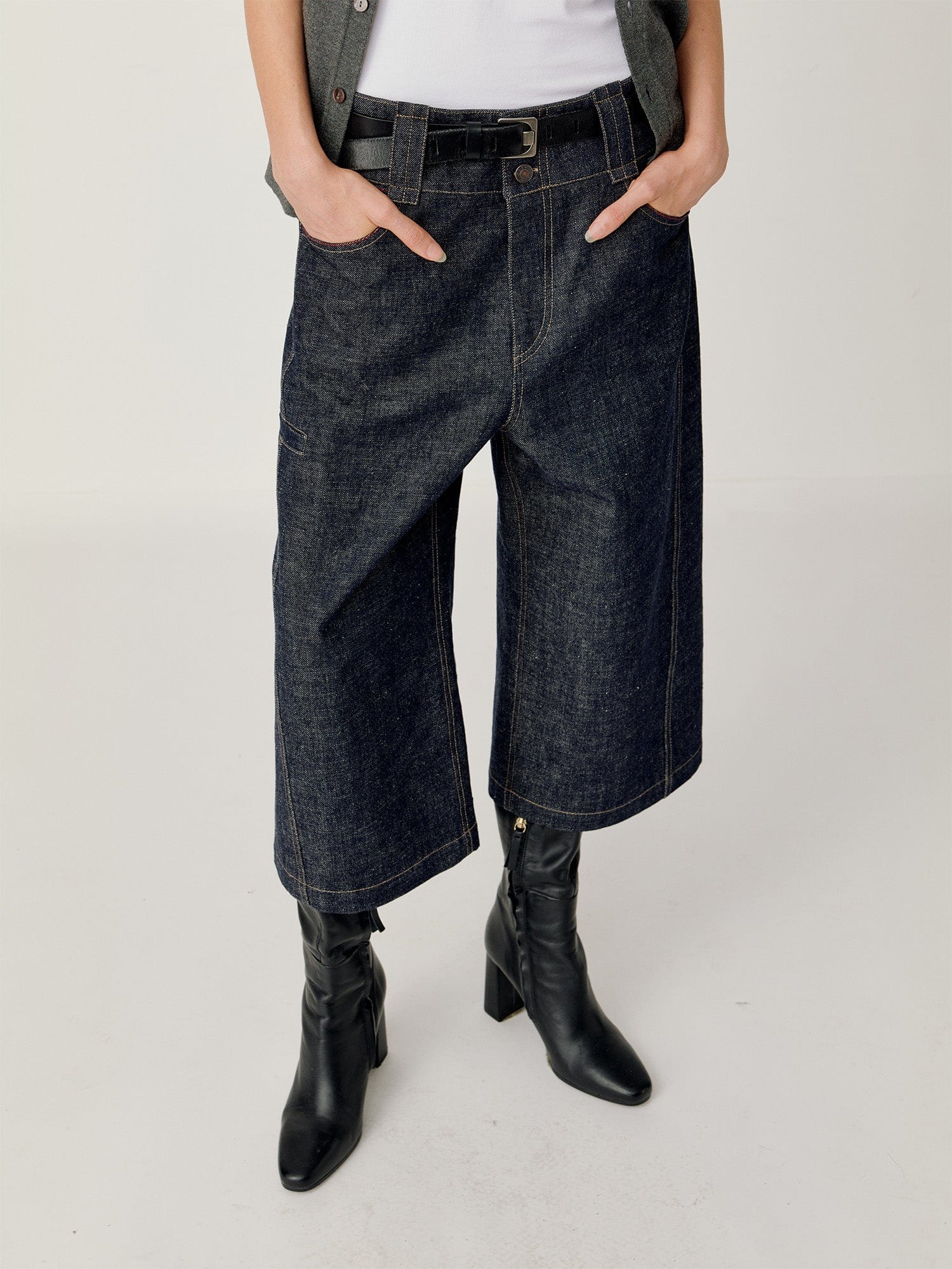 OPICLOTH Essential Stitched Cropped Raw Jeans, premium urban and streetwear designers apparel on PROJECTISR.com, OPICLOTH
