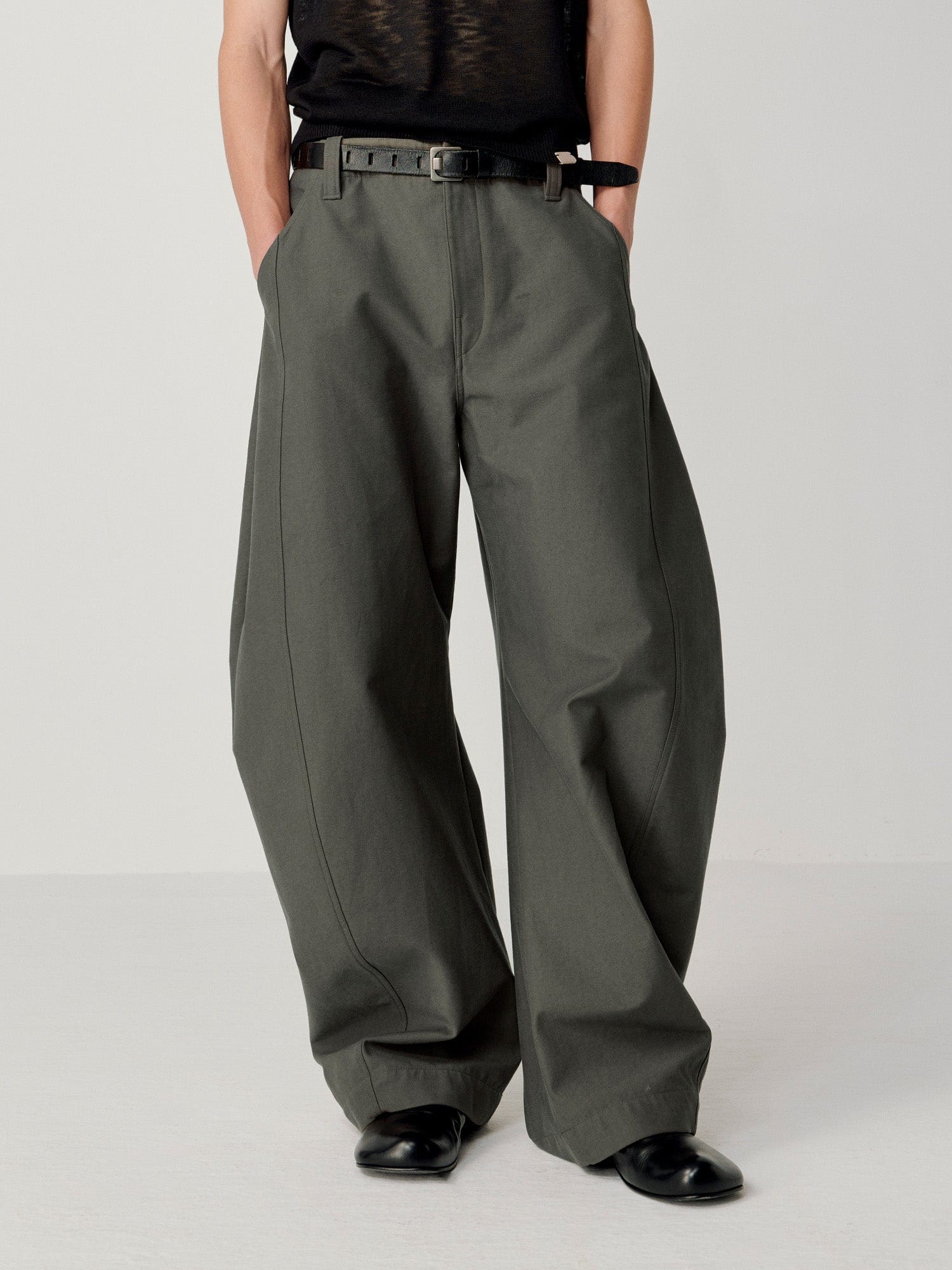 OPICLOTH Retro Curved-Cut Tailored Pants, premium urban and streetwear designers apparel on PROJECTISR.com, OPICLOTH