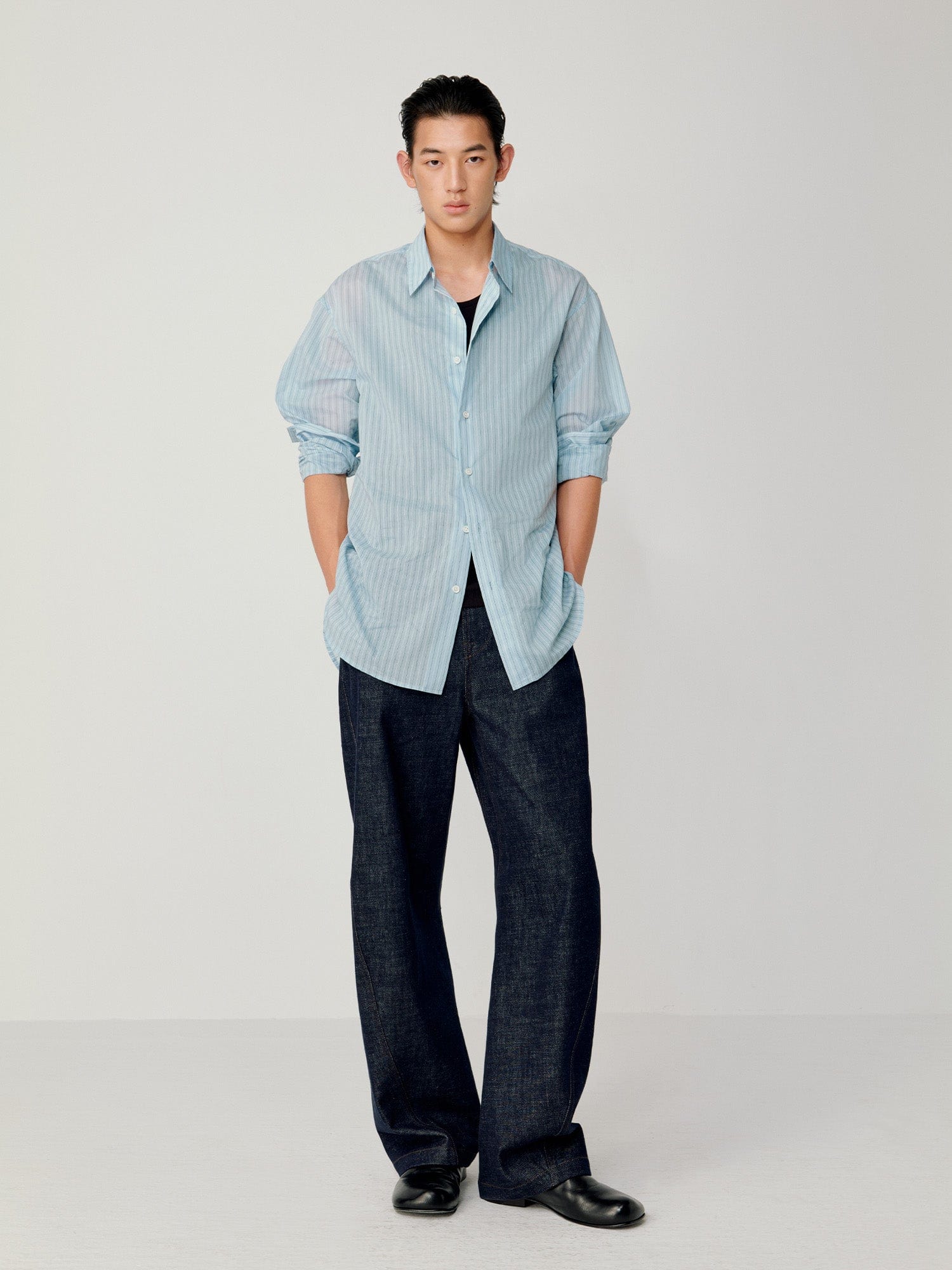 OPICLOTH Essential Washed Belted Wide-Leg Jeans, premium urban and streetwear designers apparel on PROJECTISR.com, OPICLOTH