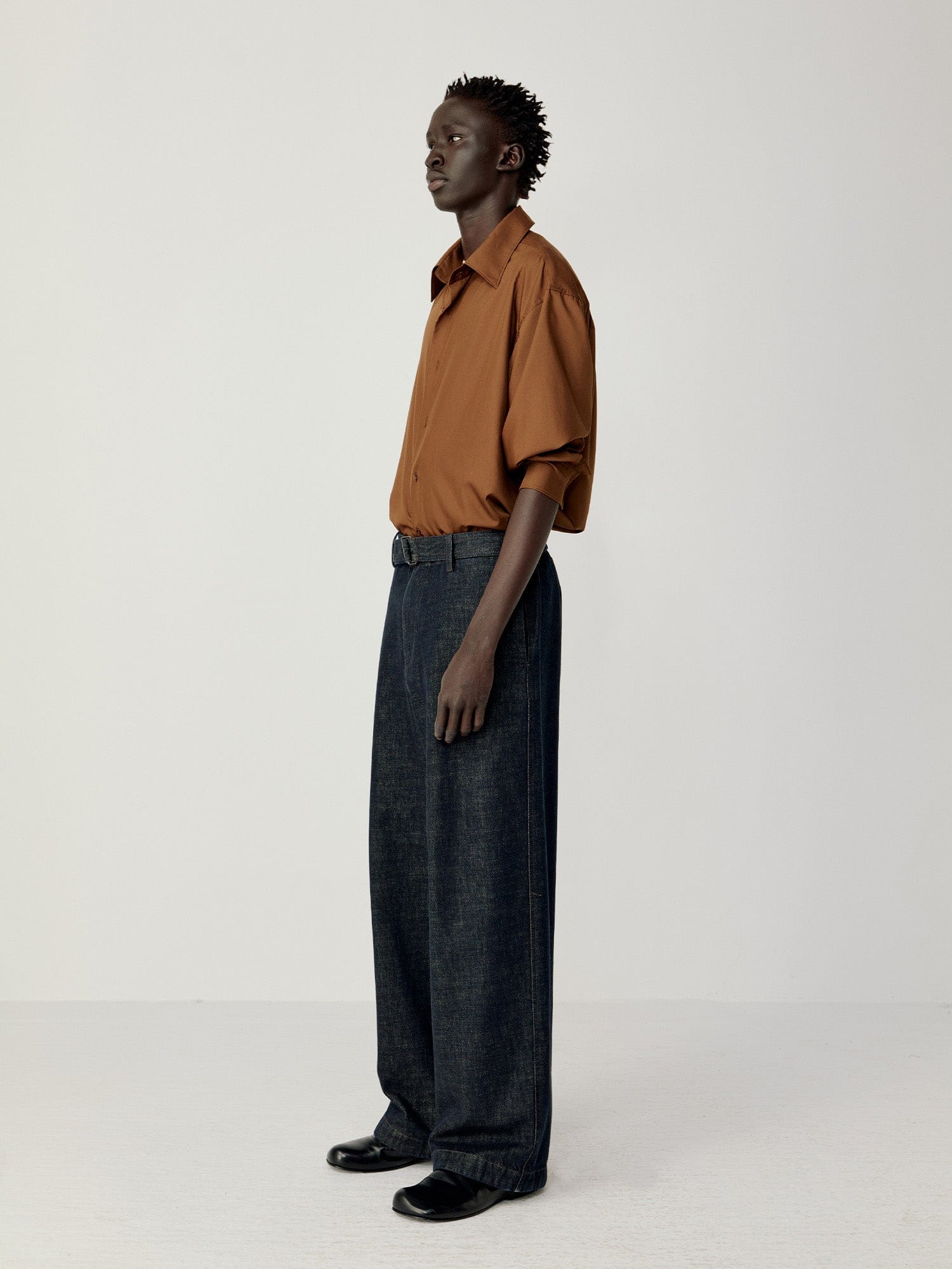 OPICLOTH Essential Washed Belted Wide-Leg Jeans, premium urban and streetwear designers apparel on PROJECTISR.com, OPICLOTH