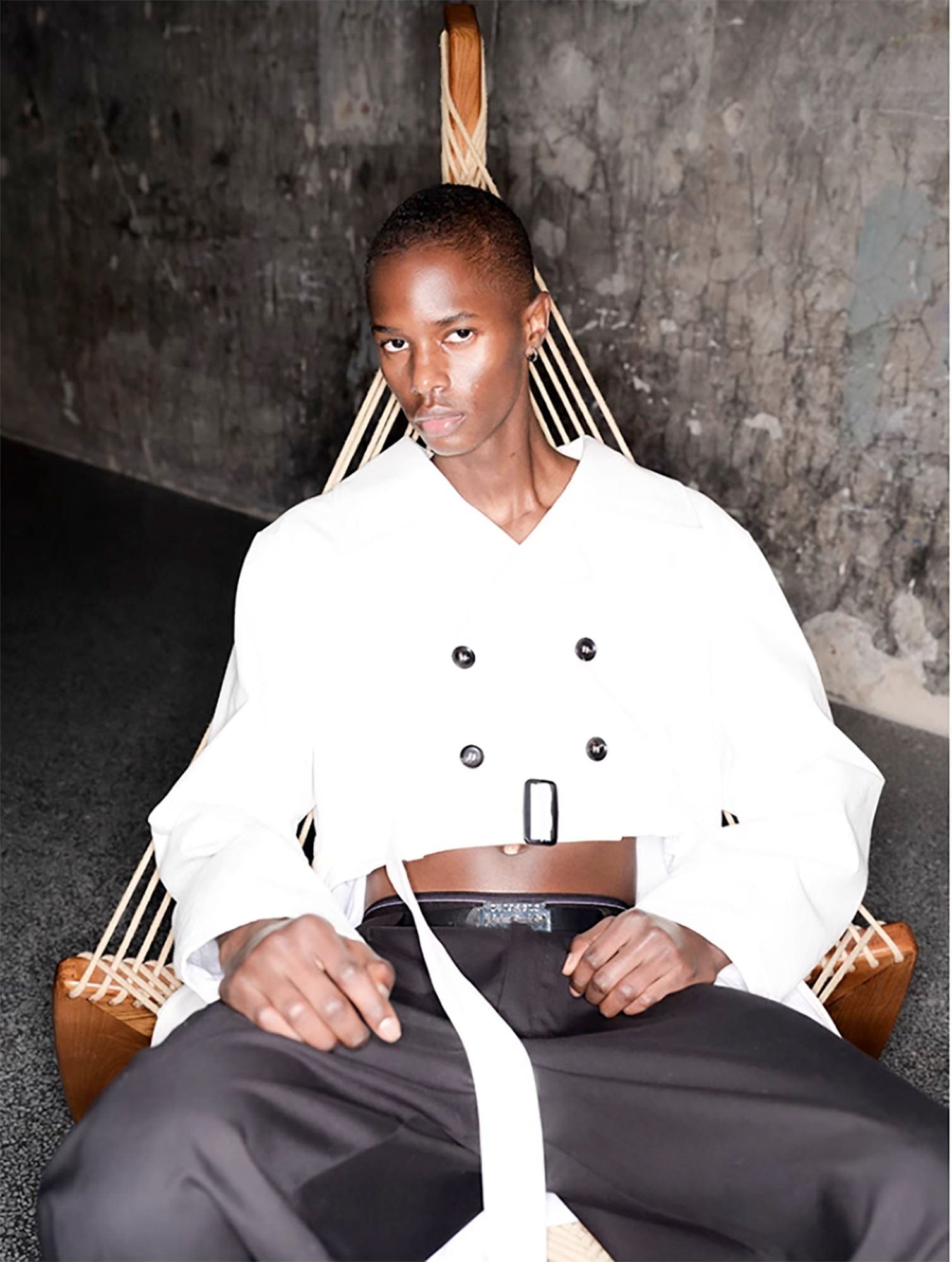 TRIANGLE PROJECT Cropped Asymmetrical Double-Breasted Cropped Jacket, premium urban and streetwear designers apparel on PROJECTISR.com, TRIANGLE PROJECT