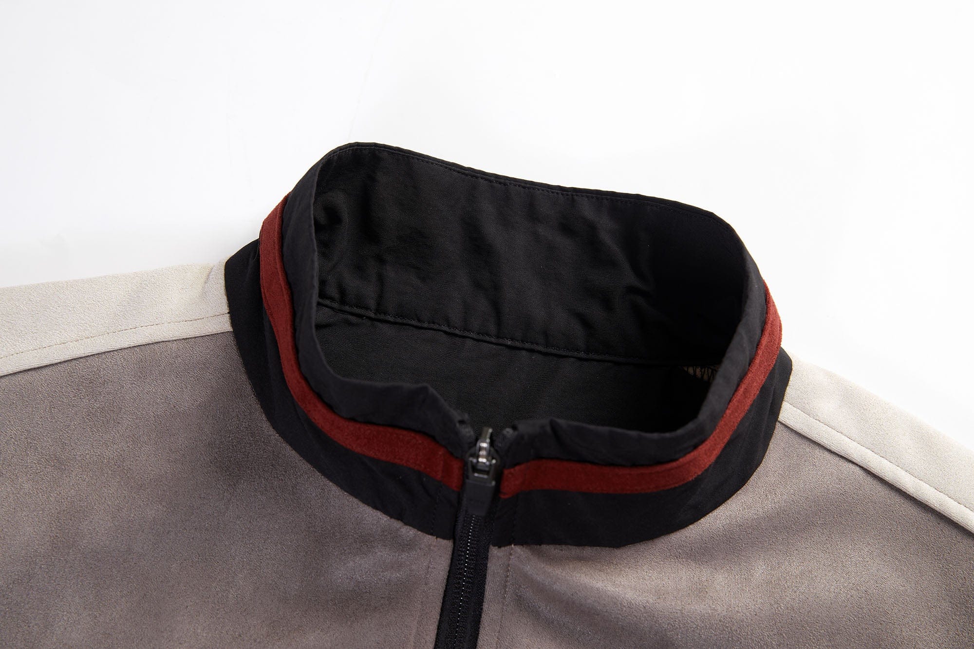 ERROR CODE ROBOT Diagonal Stripe Suede Track Half Jacket, premium urban and streetwear designers apparel on PROJECTISR.com, ERROR CODE ROBOT