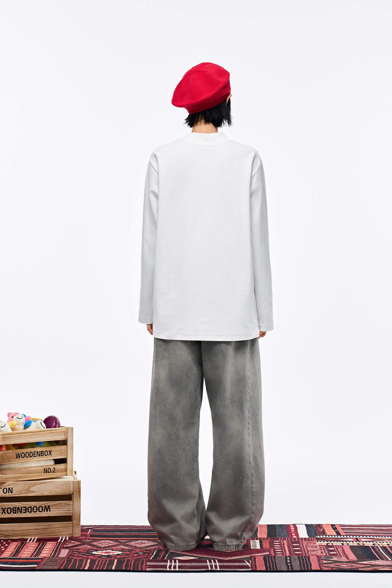 OVERLAPS Washed Drawstring Wide-Leg Jeans, premium urban and streetwear designers apparel on PROJECTISR.com, OVERLAPS