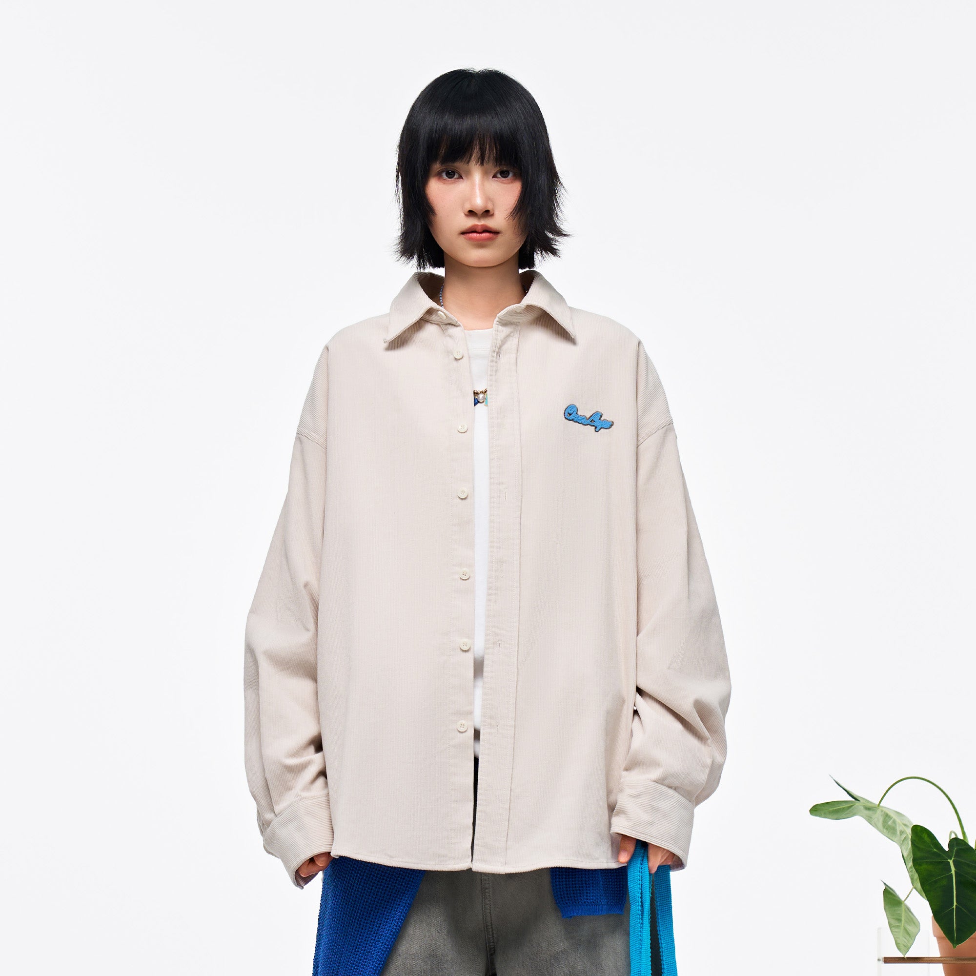 OVERLAPS Essential Embroidered Oversized Shirt, premium urban and streetwear designers apparel on PROJECTISR.com, OVERLAPS