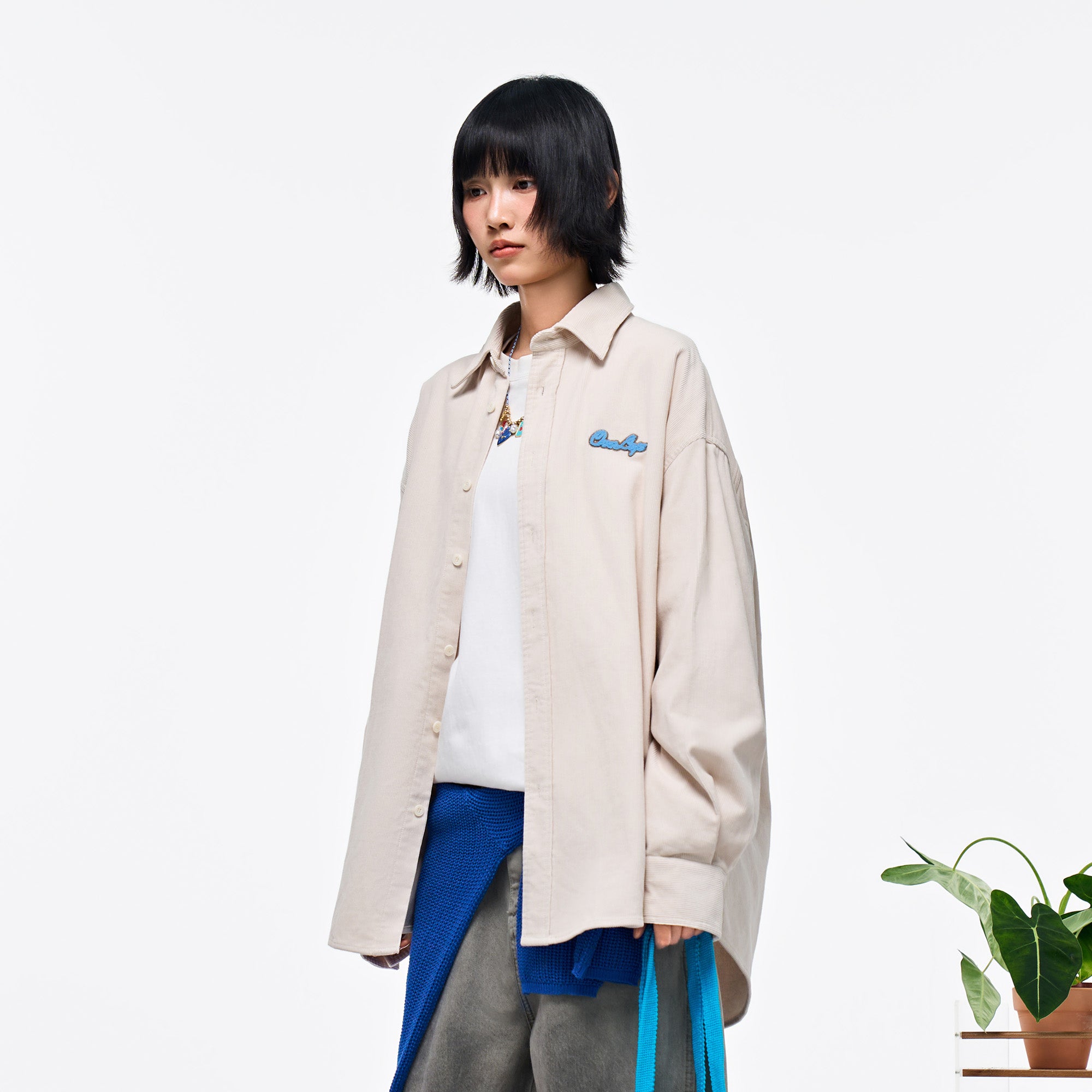 OVERLAPS Essential Embroidered Oversized Shirt, premium urban and streetwear designers apparel on PROJECTISR.com, OVERLAPS