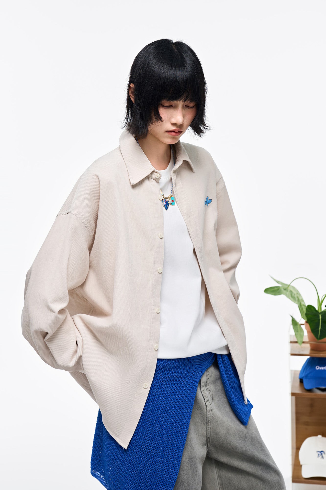 OVERLAPS Essential Embroidered Oversized Shirt, premium urban and streetwear designers apparel on PROJECTISR.com, OVERLAPS