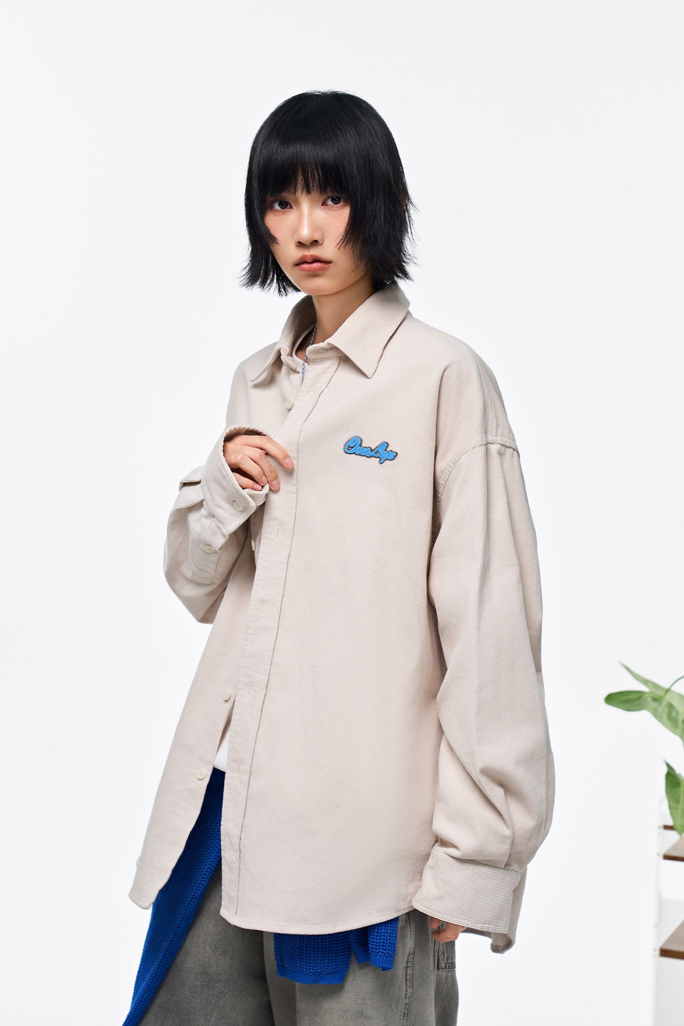 OVERLAPS Essential Embroidered Oversized Shirt, premium urban and streetwear designers apparel on PROJECTISR.com, OVERLAPS