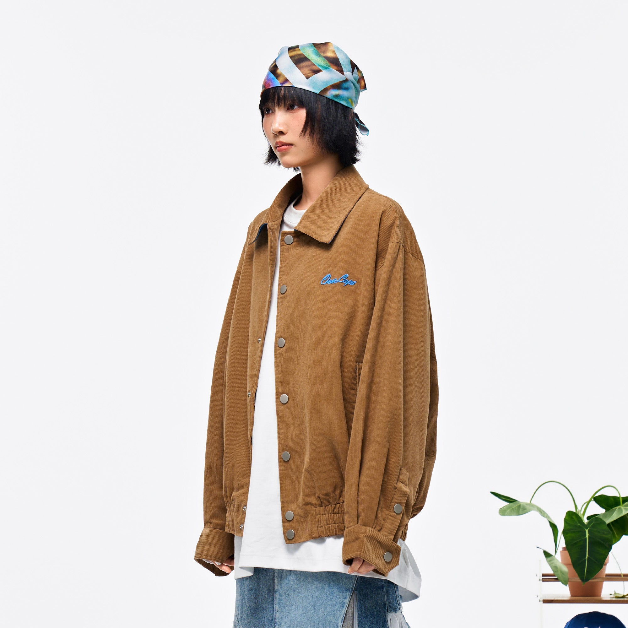 OVERLAPS Embroidered LOGO Utility Snap Jacket, premium urban and streetwear designers apparel on PROJECTISR.com, OVERLAPS