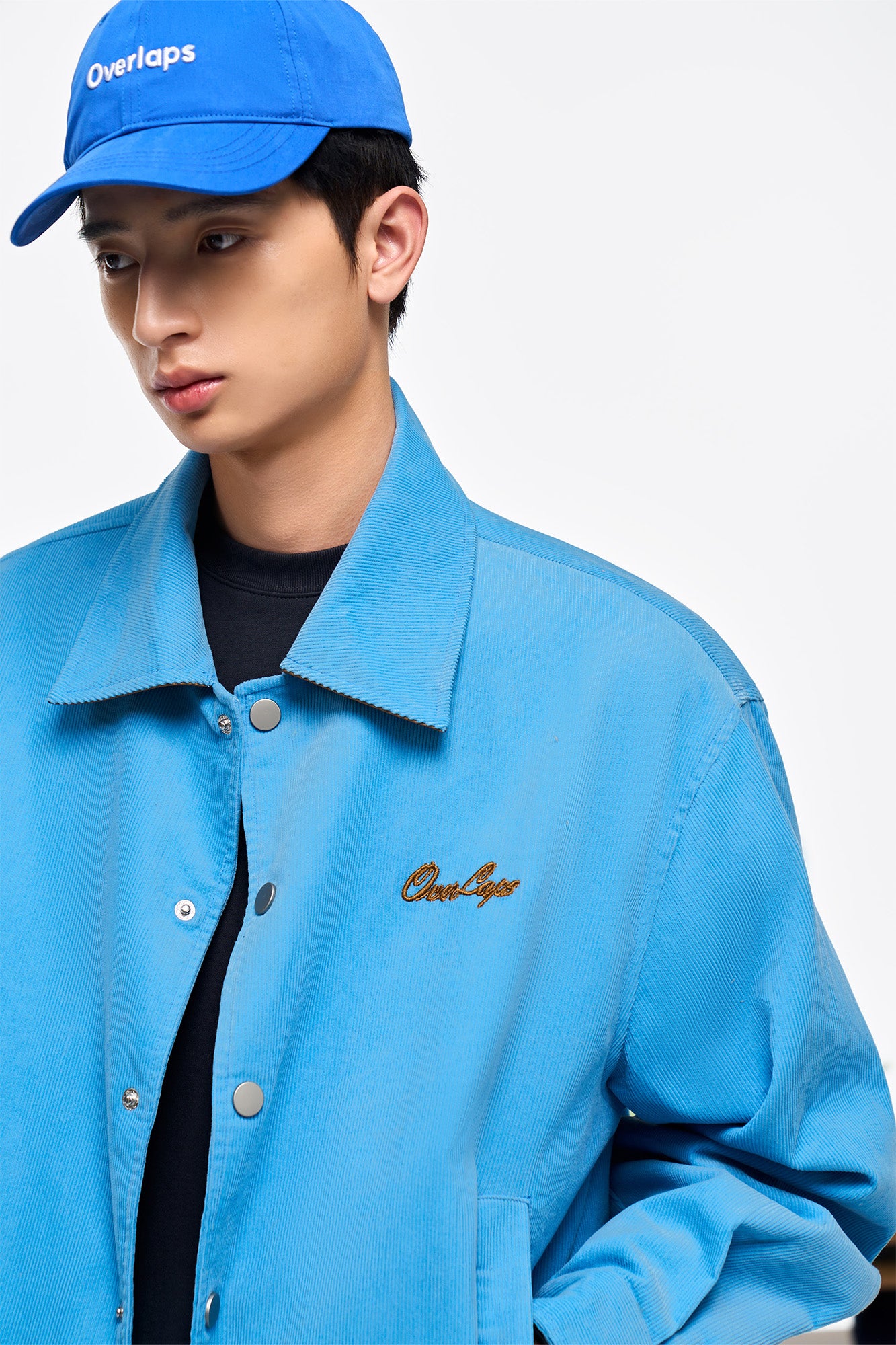 OVERLAPS Embroidered LOGO Utility Snap Jacket, premium urban and streetwear designers apparel on PROJECTISR.com, OVERLAPS