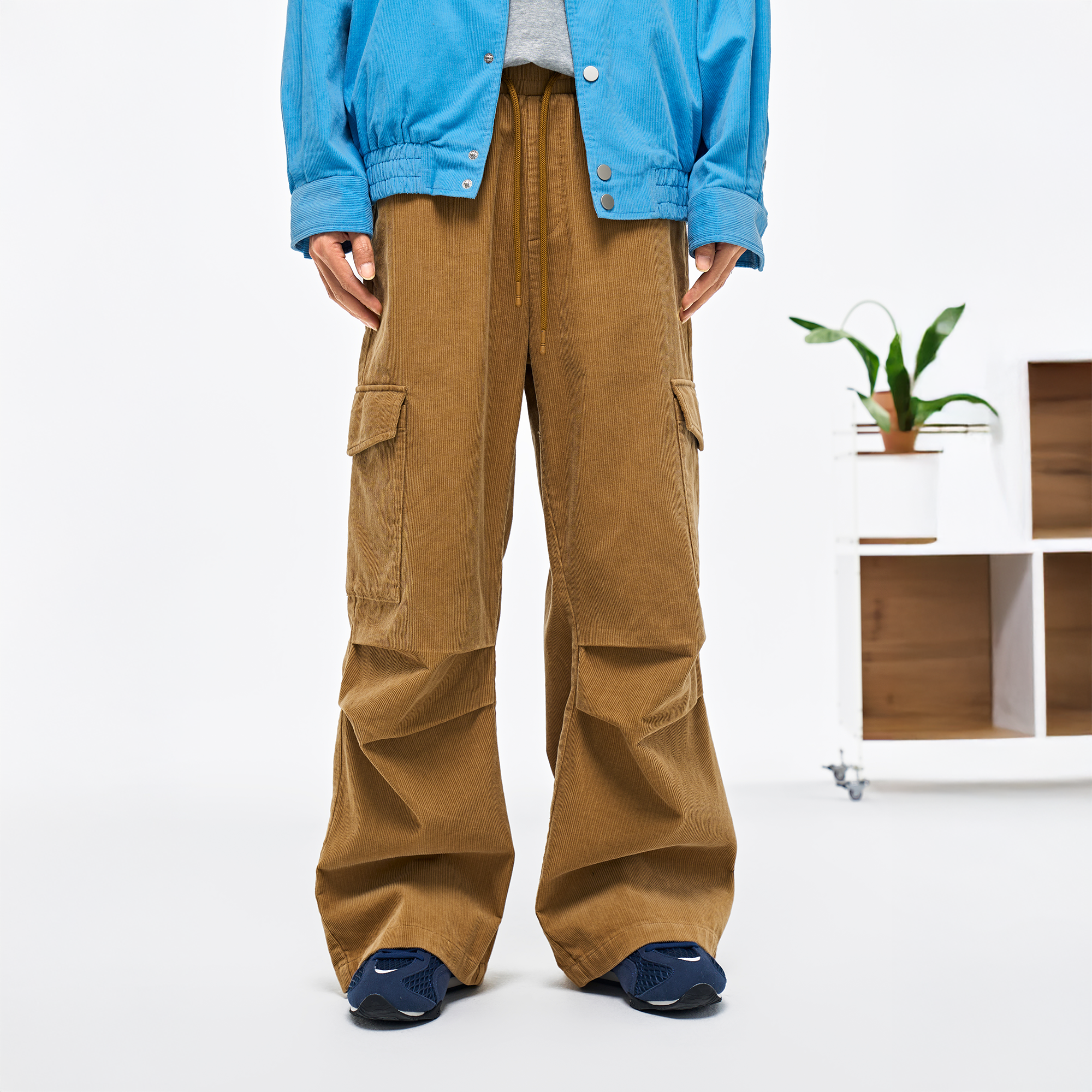 OVERLAPS Corduroy Wide-Leg Stacked Trousers, premium urban and streetwear designers apparel on PROJECTISR.com, OVERLAPS