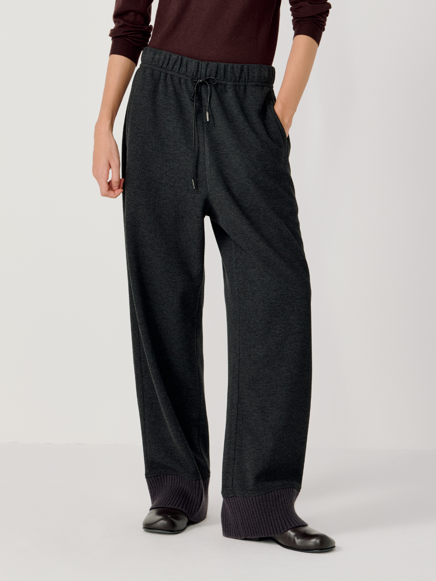 OPICLOTH Ribbed-Hem Drawstring Knit Trousers, premium urban and streetwear designers apparel on PROJECTISR.com, OPICLOTH