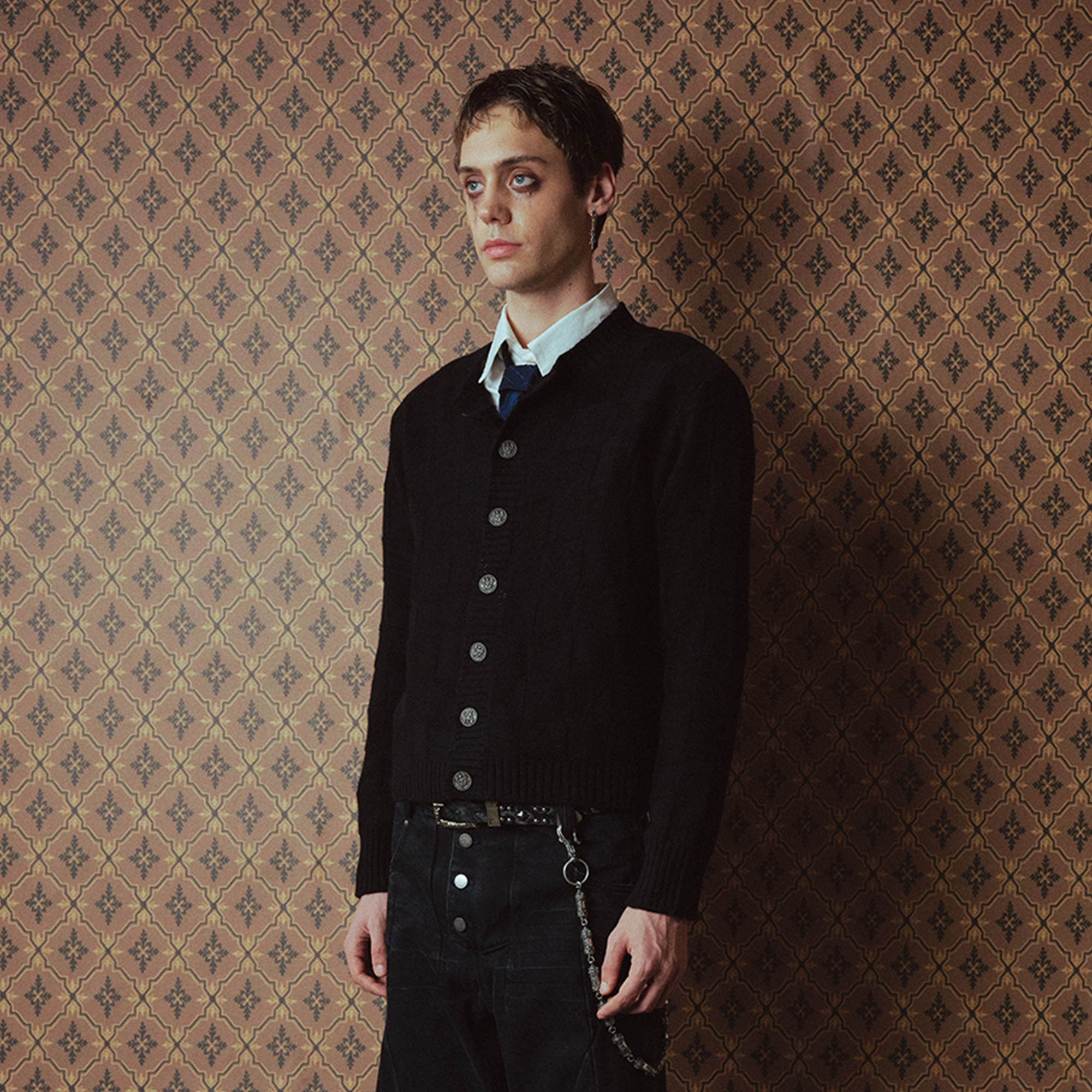 RICHILL Classic Grid Crewneck Cardigan