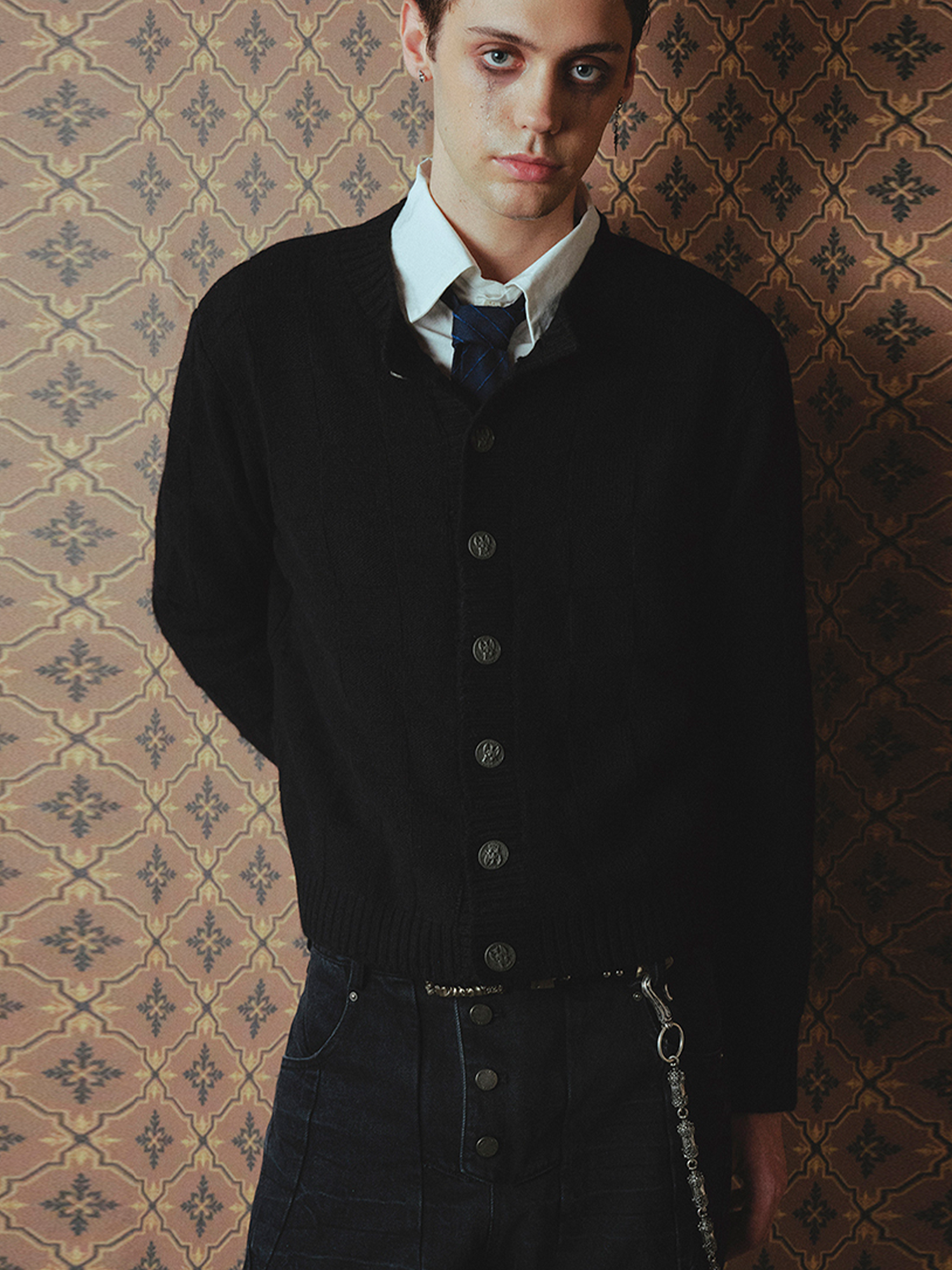 RICHILL Classic Grid Crewneck Cardigan