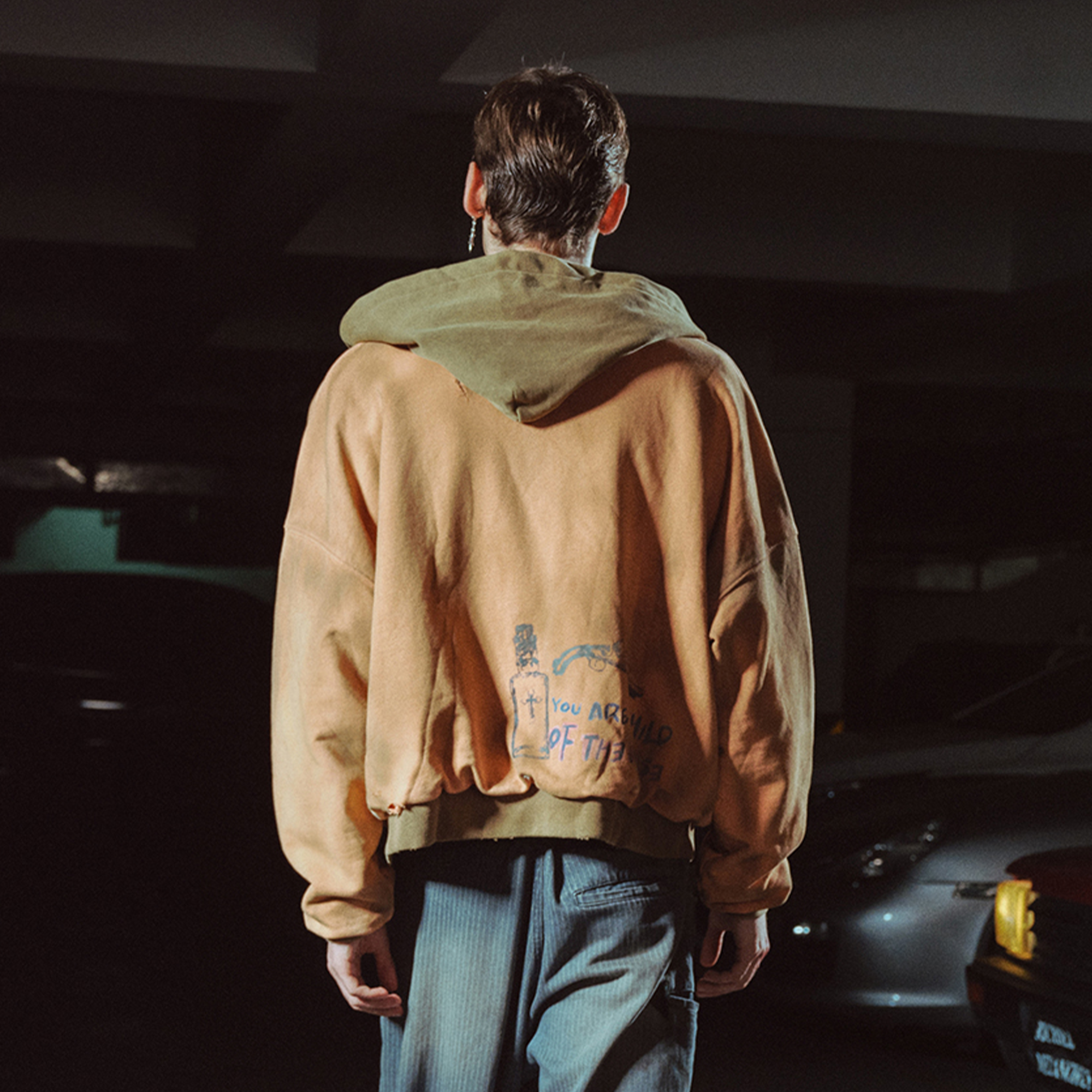 RICHILL Distressed Graffiti Graphic Hooded Jacket, premium urban and streetwear designers apparel on PROJECTISR.com, RICHILL