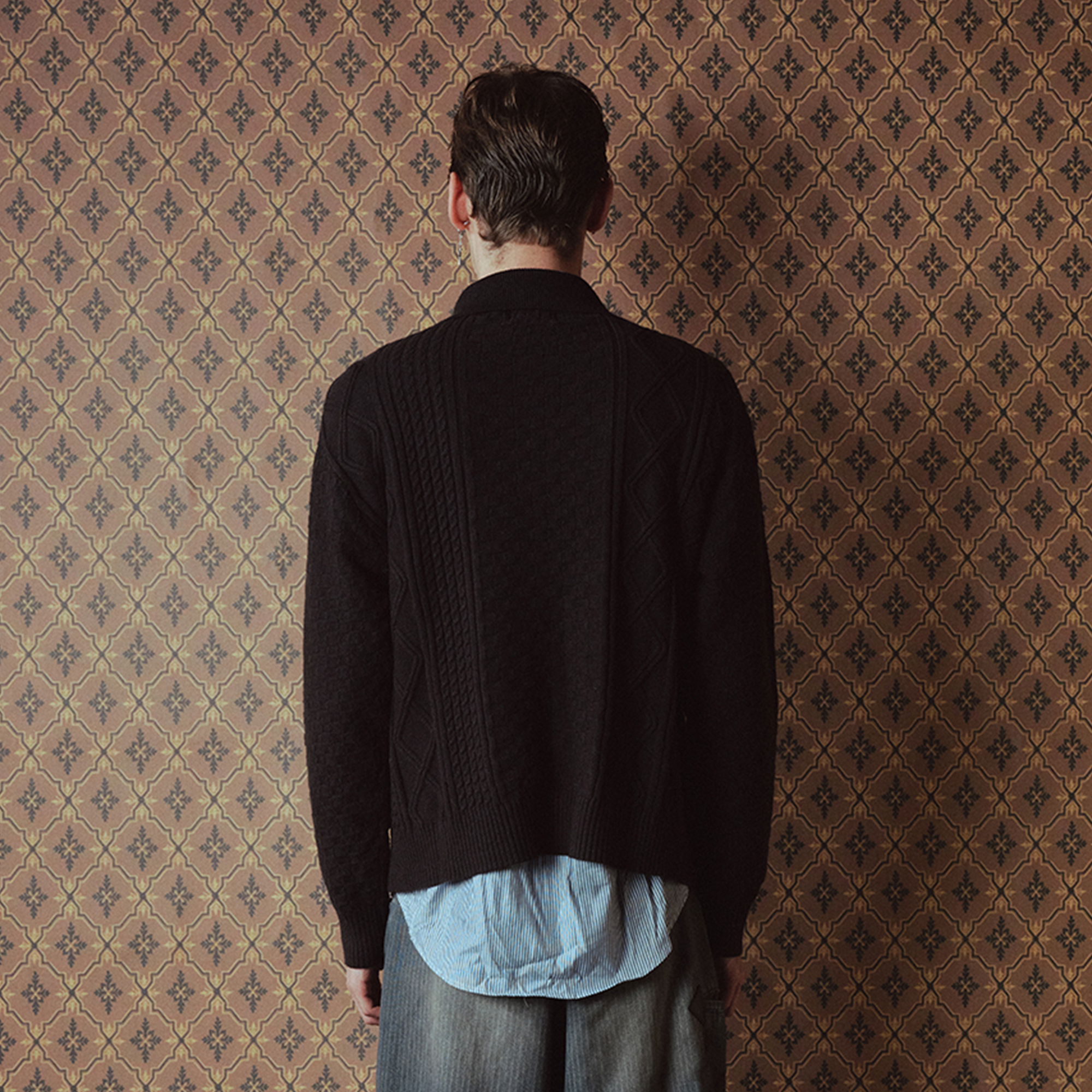 RICHILL Classic Mental-Button Cable Polo Sweater
