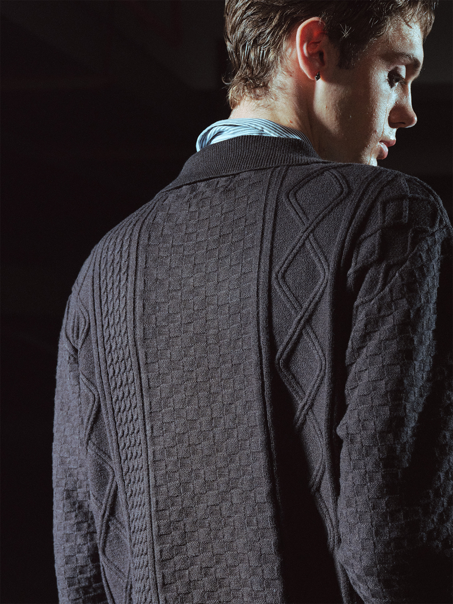 RICHILL Classic Mental-Button Cable Polo Sweater