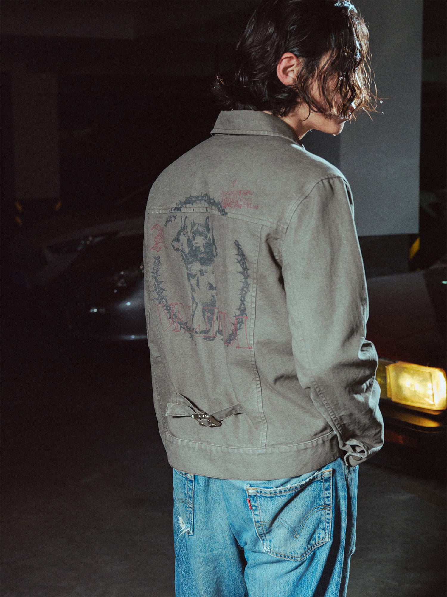 RICHILL Ancient Coin Graphic Curved-Sleeve Canvas Jacket, premium urban and streetwear designers apparel on PROJECTISR.com, RICHILL