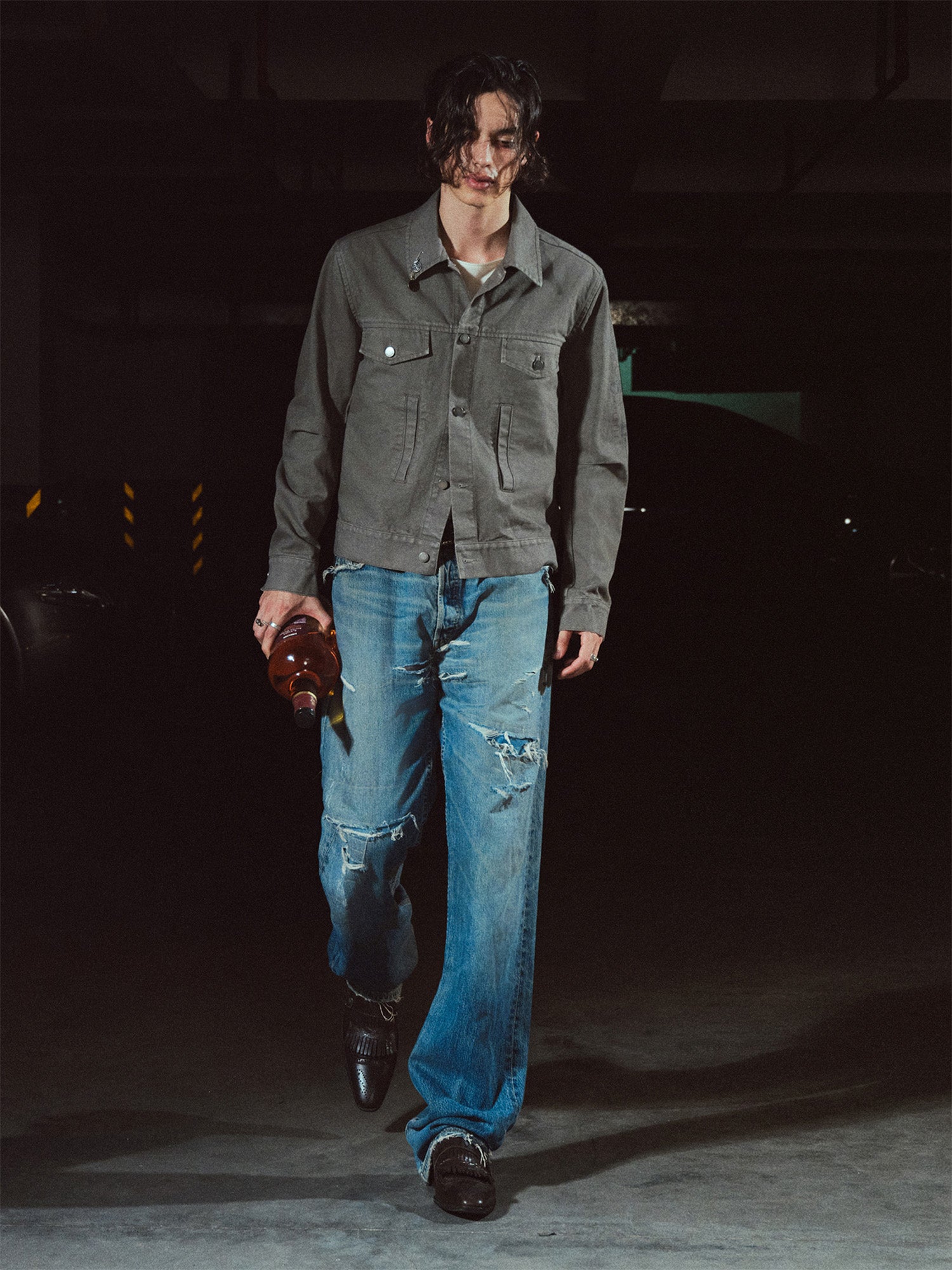 RICHILL Ancient Coin Graphic Curved-Sleeve Canvas Jacket, premium urban and streetwear designers apparel on PROJECTISR.com, RICHILL