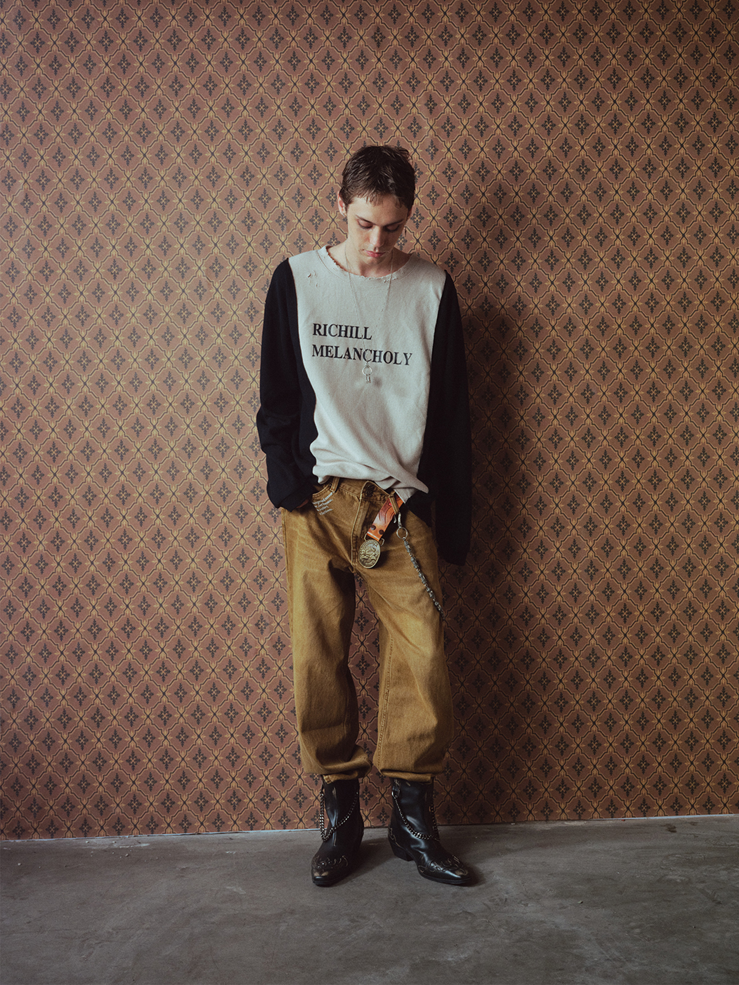 RICHILL Washed Slogan Embroidery Dual-Button Jeans, premium urban and streetwear designers apparel on PROJECTISR.com, RICHILL