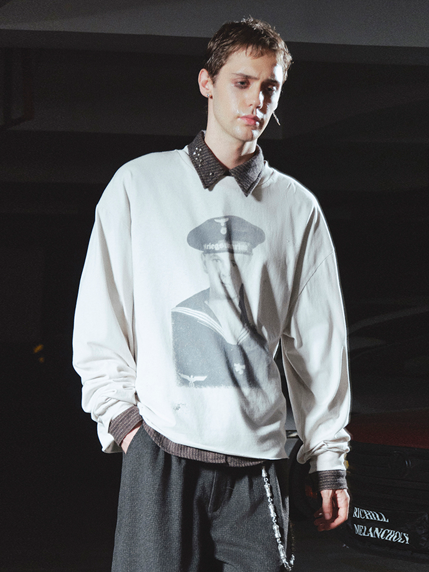 RICHILL Retro Naval Graphic Crewneck Long-Sleeve Tee, premium urban and streetwear designers apparel on PROJECTISR.com, RICHILL