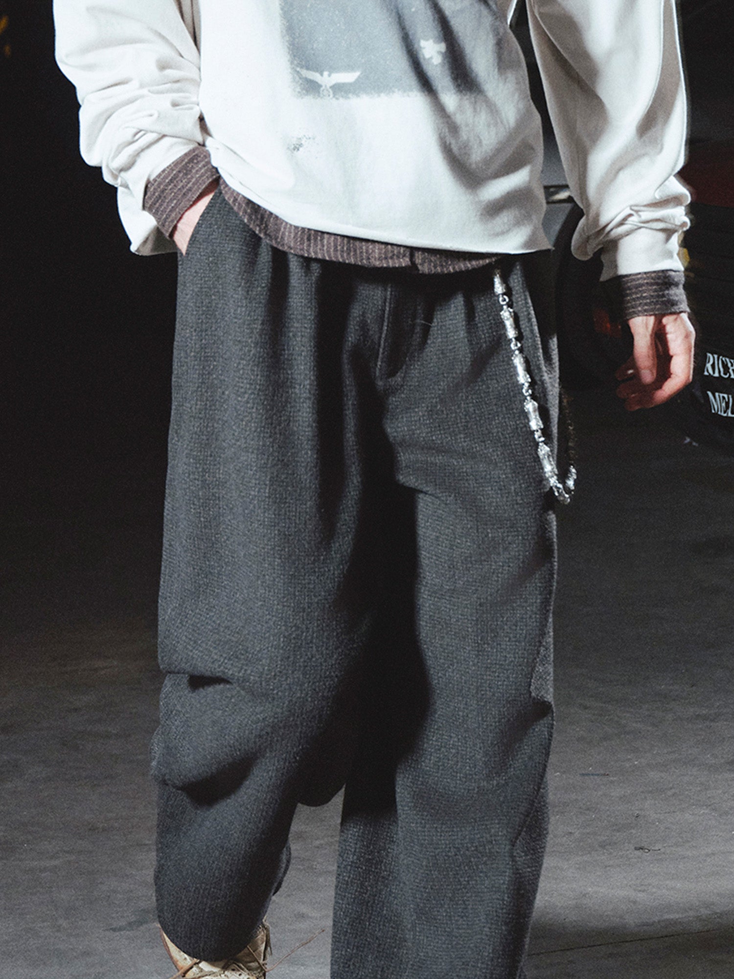 RICHILL Panel Pleated Wide-Leg Trousers, premium urban and streetwear designers apparel on PROJECTISR.com, RICHILL