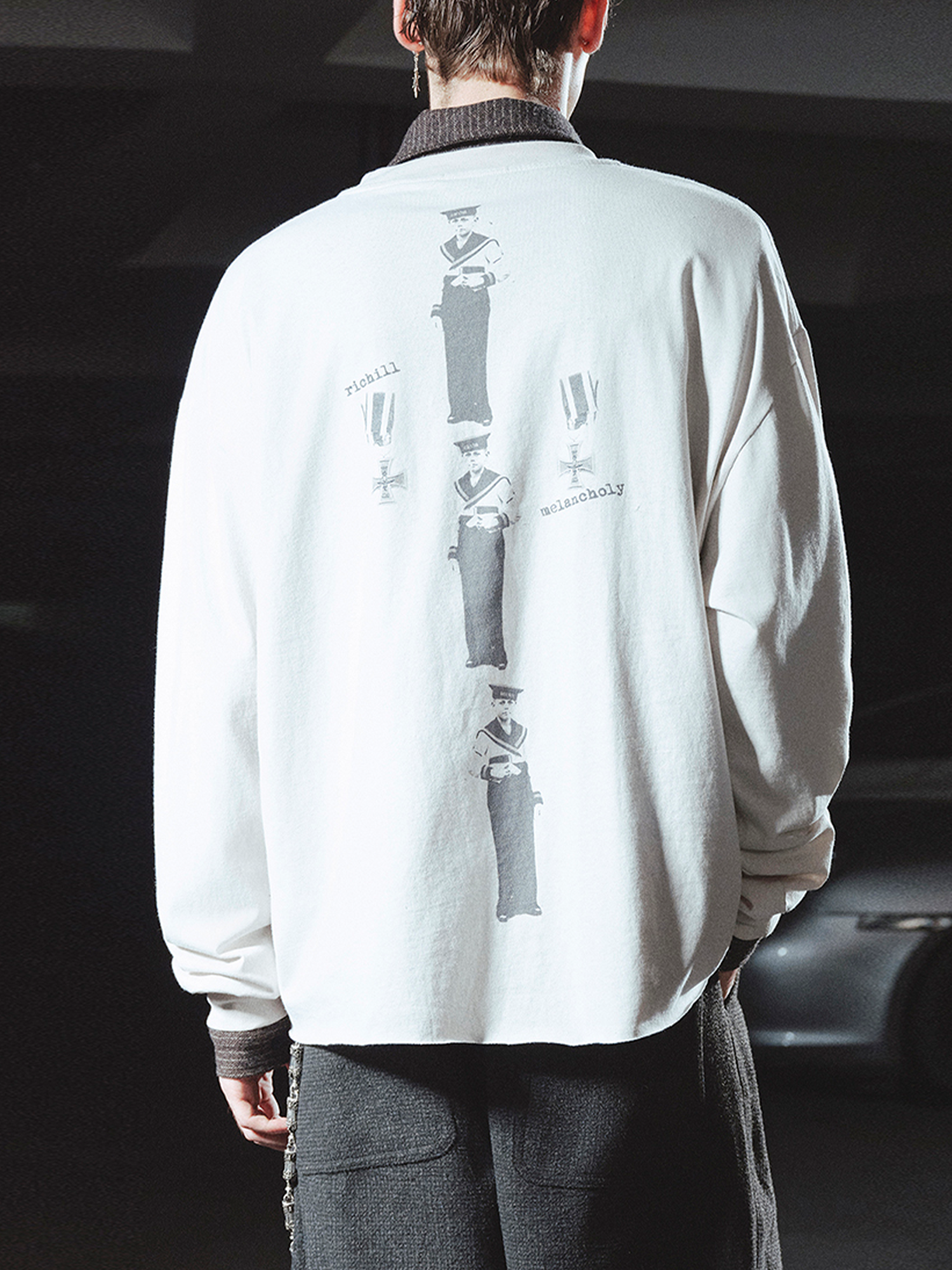 RICHILL Retro Naval Graphic Crewneck Long-Sleeve Tee, premium urban and streetwear designers apparel on PROJECTISR.com, RICHILL