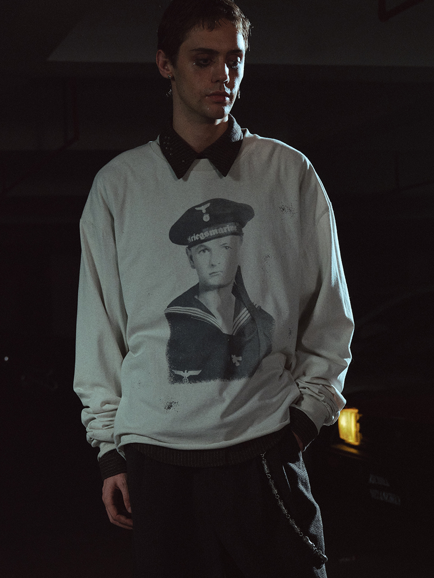 RICHILL Retro Naval Graphic Crewneck Long-Sleeve Tee, premium urban and streetwear designers apparel on PROJECTISR.com, RICHILL